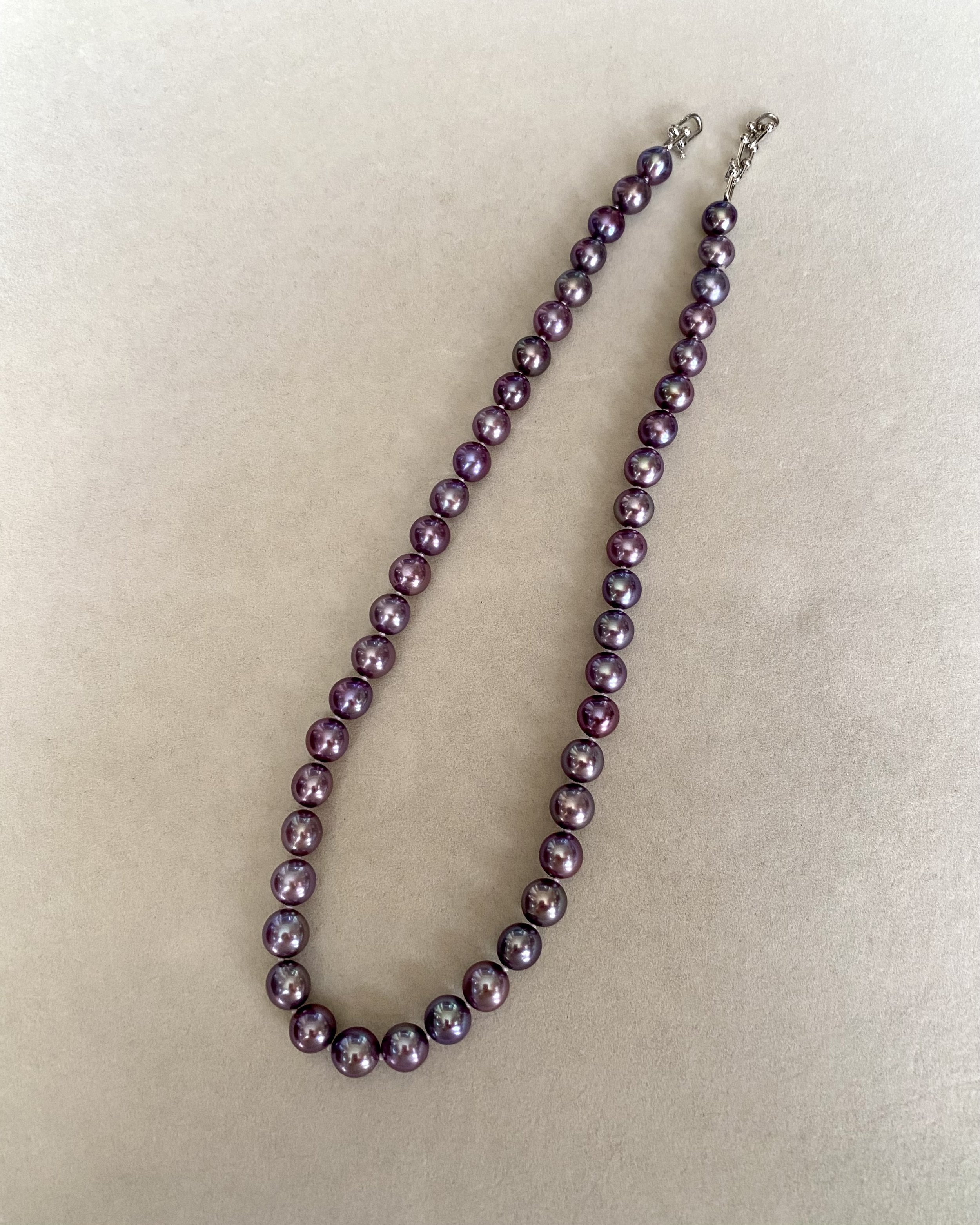 Exceptionally Rare Midnight Purple Freshwater Pearl Necklace, Natural Untreated Colour, 8-9mm Top Metallic Lustre, Durable S925 Silver Clasp Starlit Pearls