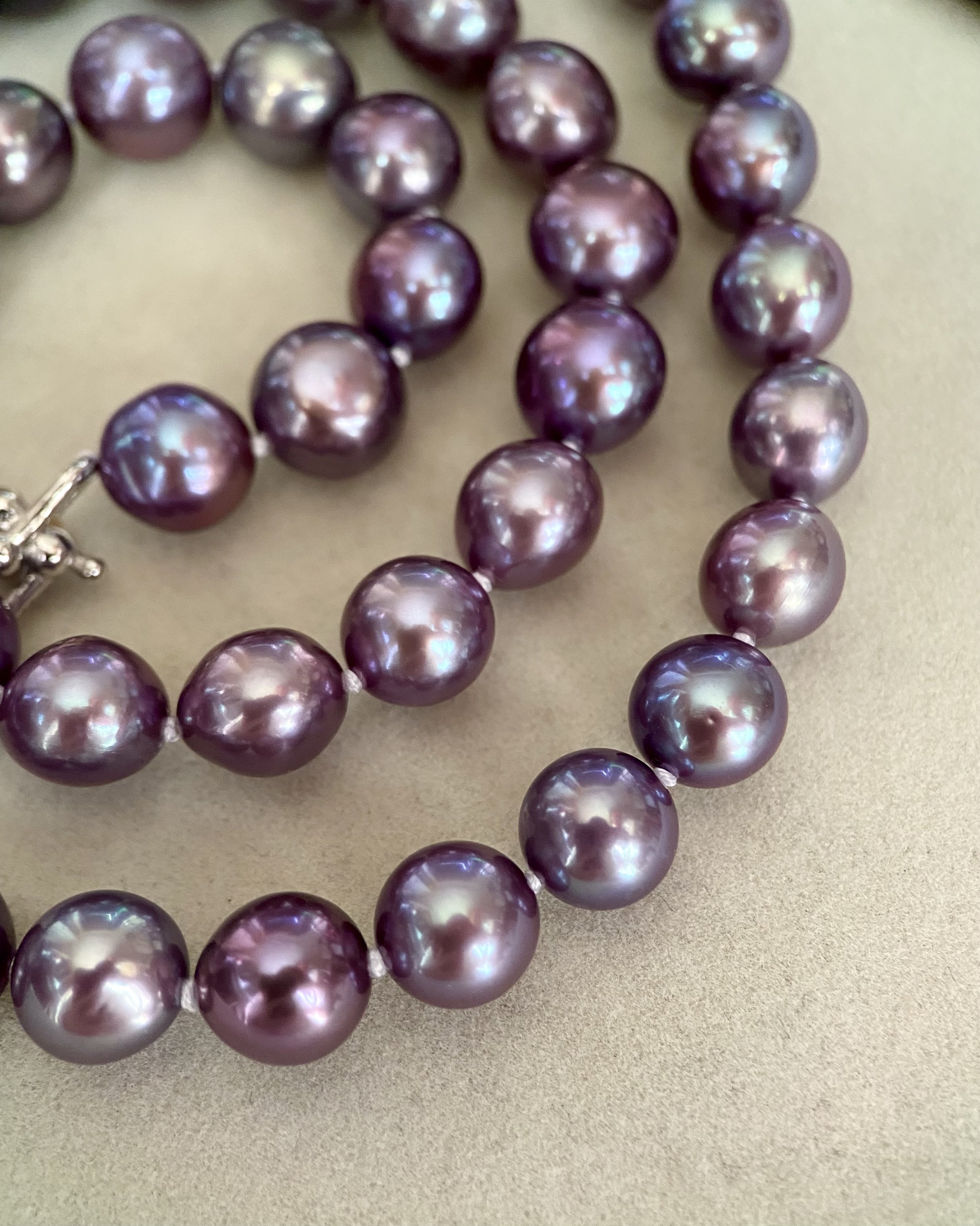 Exceptionally Rare Midnight Purple Freshwater Pearl Necklace, Natural Untreated Colour, 8-9mm Top Metallic Lustre, Durable S925 Silver Clasp Starlit Pearls