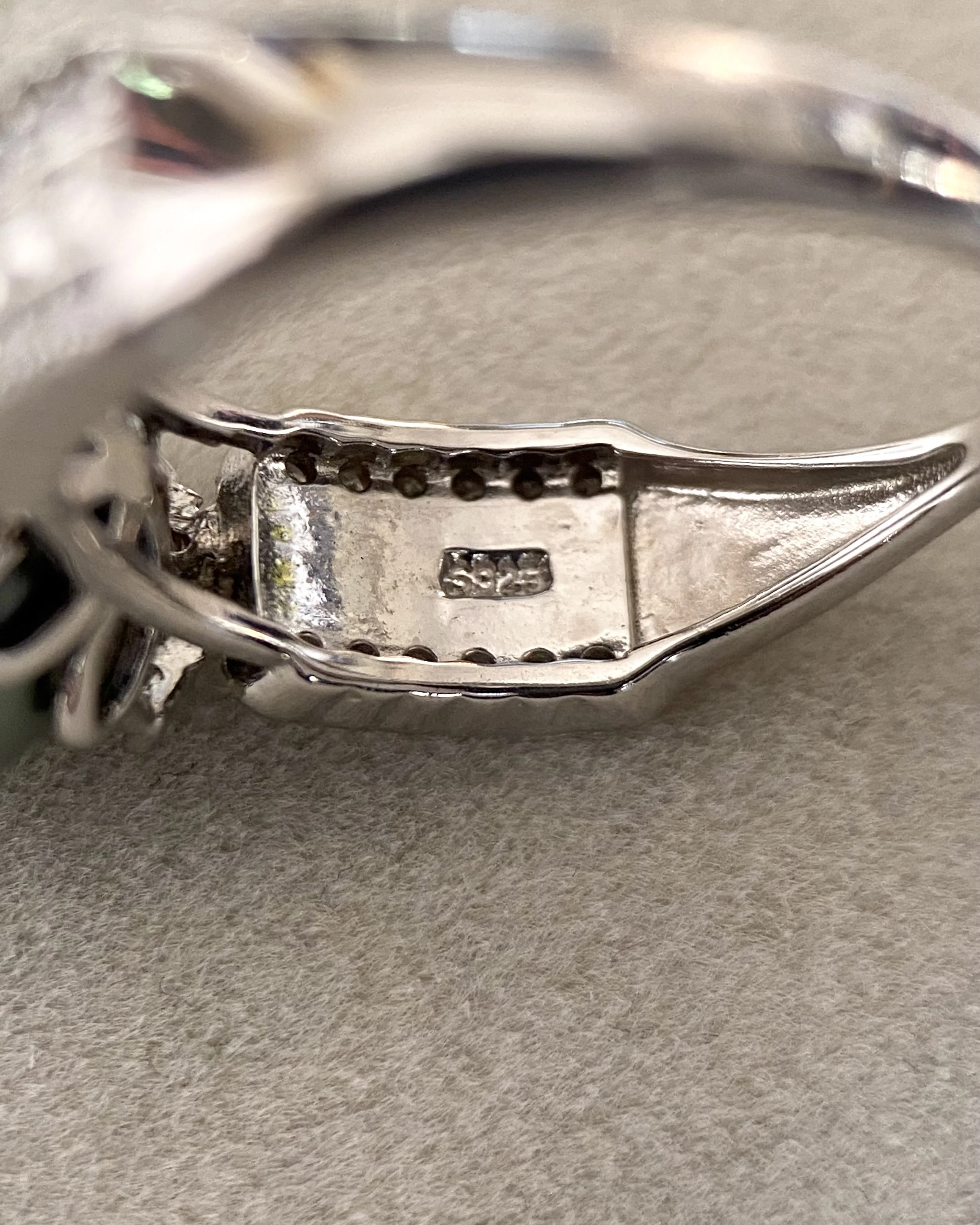 Large 11.3mm Platinum-Grey Tahitian South Sea Pearl Ring, Metallic Lustre, Pavé CZ Crown S925 Silver Adjustable Band Starlit Pearls