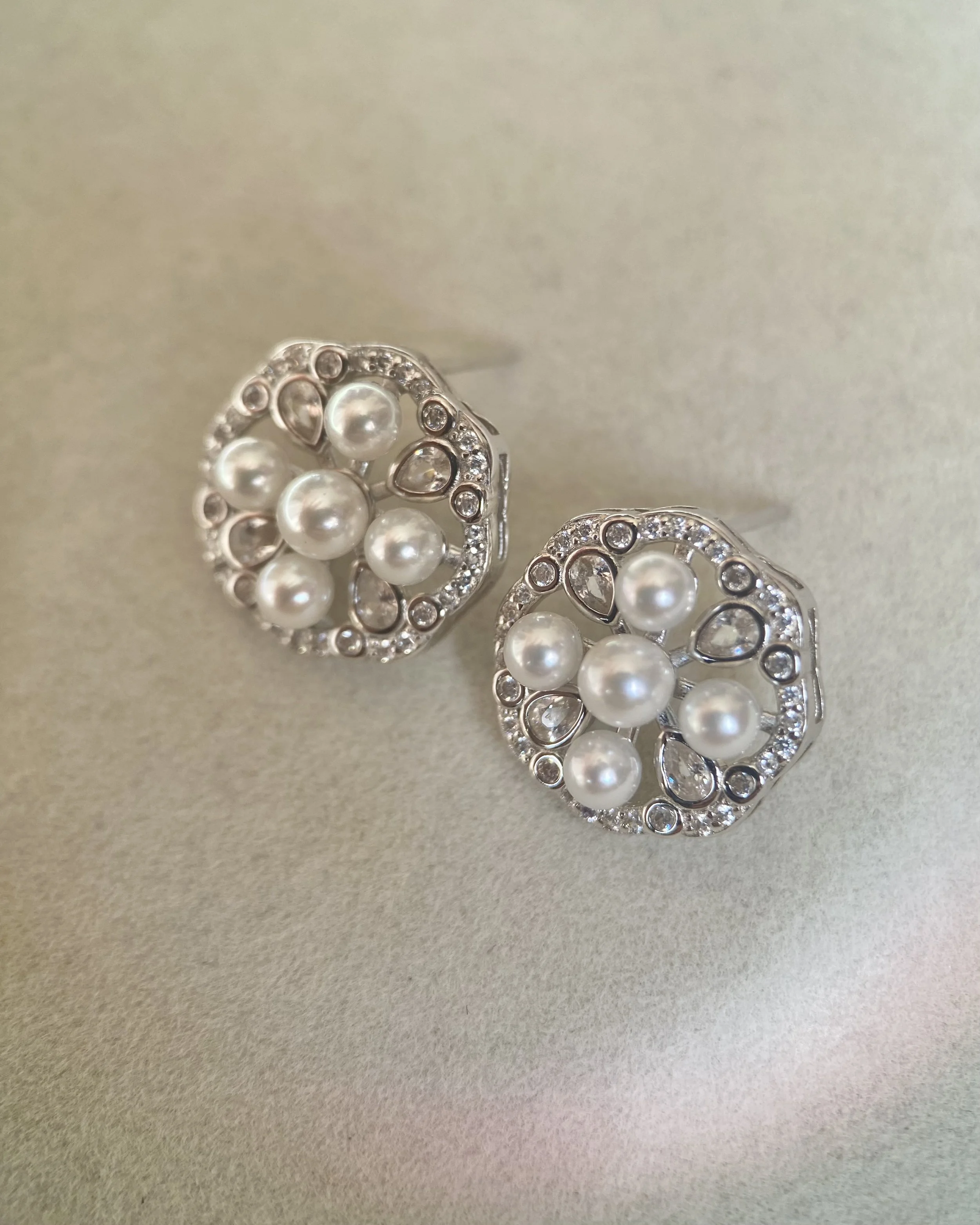 Top-Gr Japanese White Sairindama Akoya Pearl Stud Earrings, Starburst Floral Design in S925 Silver, Japan Jewellery Showpiece, Weddings Starlit Pearls