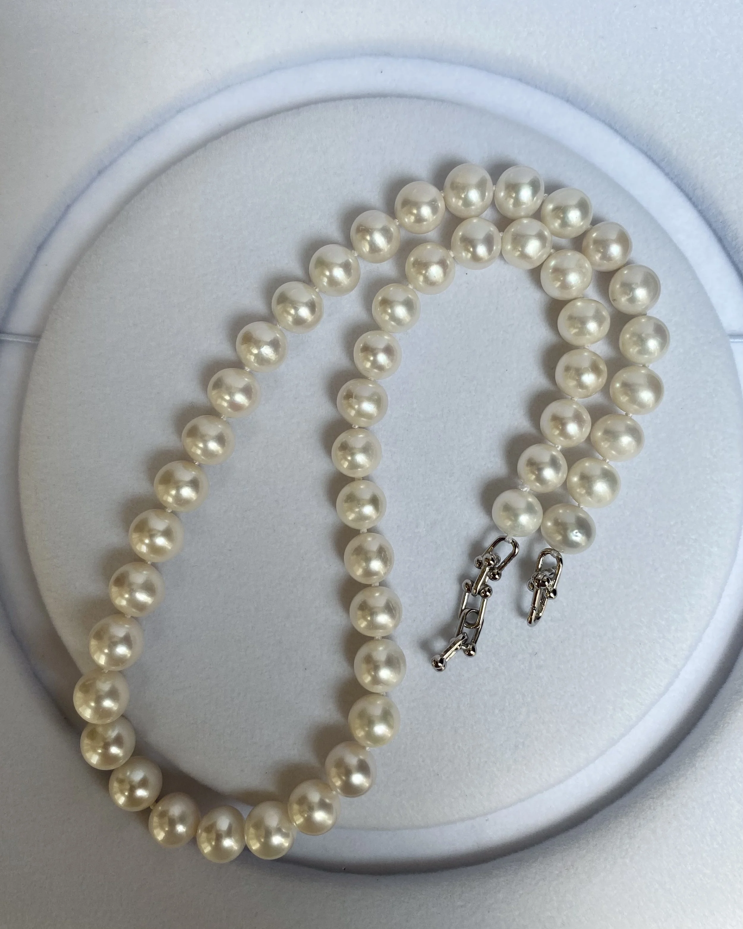 Premium 9mm Moonlight White Nucleus-Free Freshwater Pearl Necklace, Adjustable S925 Silver U-Clasp, Perfect for Weddings & Meaningful Gifts Starlit Pearls