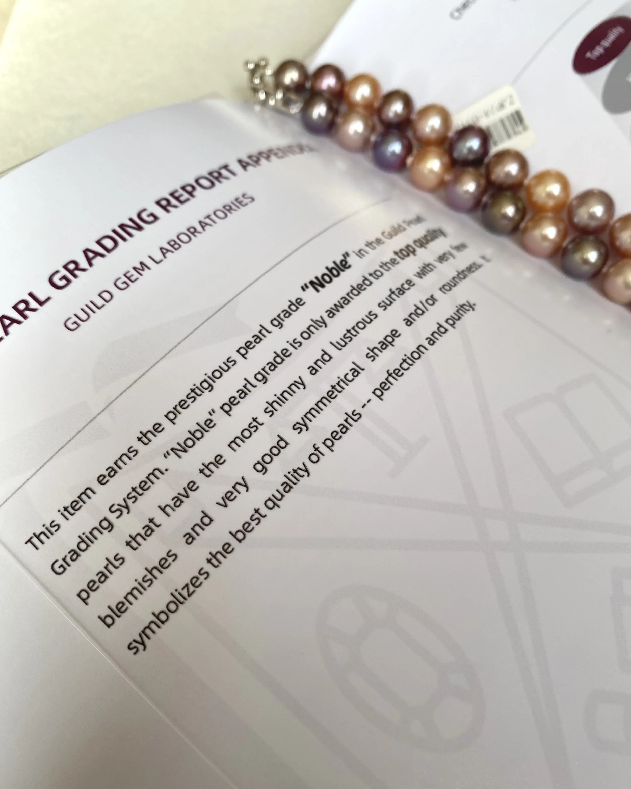 GUILD-Certified “Noble” Top Gr Pastel Freshwater Pearl Necklace 9-11mm, Pink Purple Orange, Metallic Lustre, Durable Silver U-Clasp Starlit Pearls