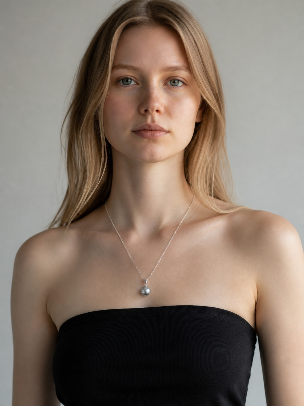 Rare Platinum Grey Tahitian South Sea Pearl Pendant 11.5mm, Crystal Mirror Lustre, Solid 18K White Gold Thick Bail, Minimalist Luxury Starlit Pearls