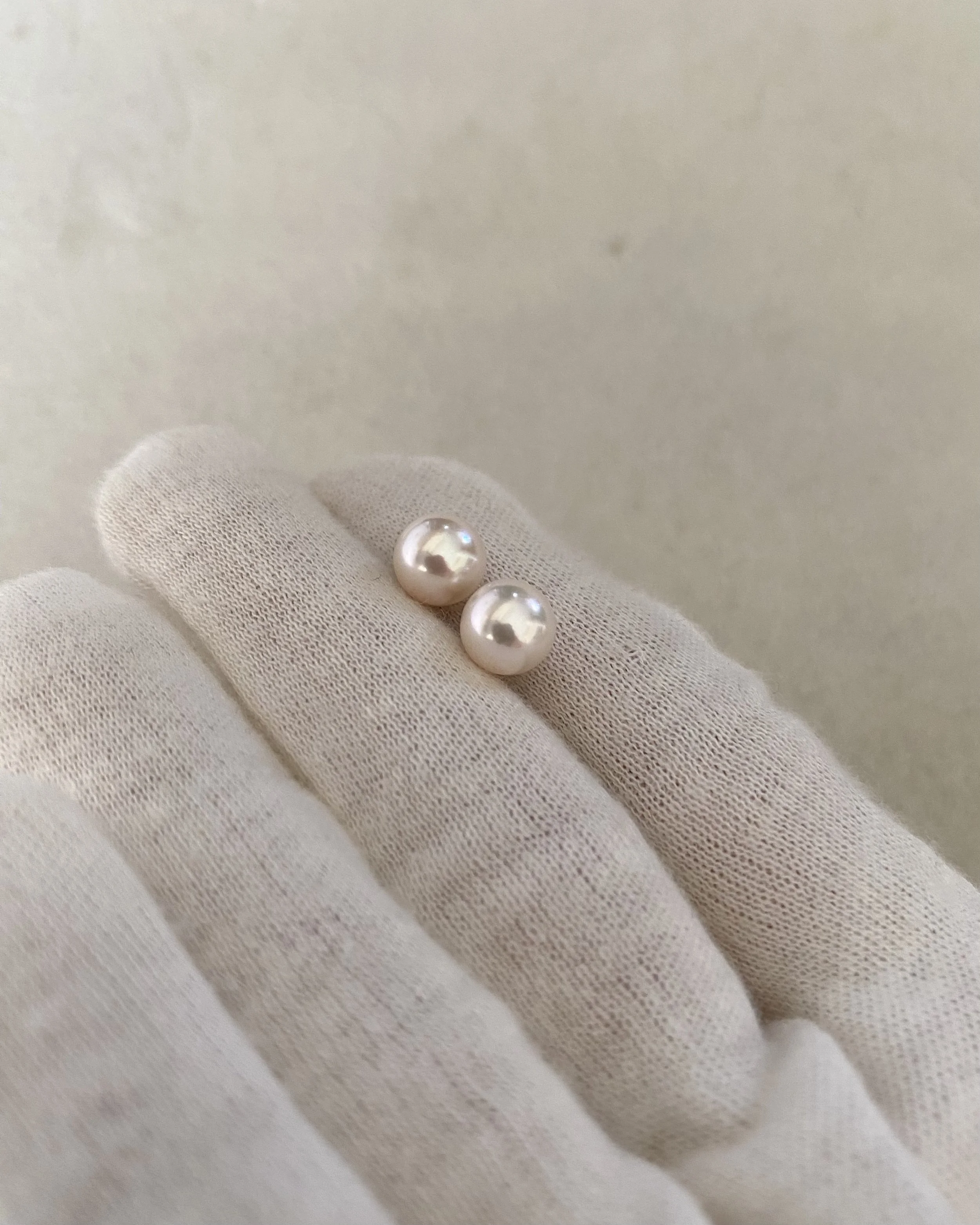 Specially Selected Top Gr White Japanese Koshimono Akoya Pearl Earrings 7.7mm, Otsuki Pearl, 6A Aurora Lustre, Solid 18K Gold Posts Starlit Pearls