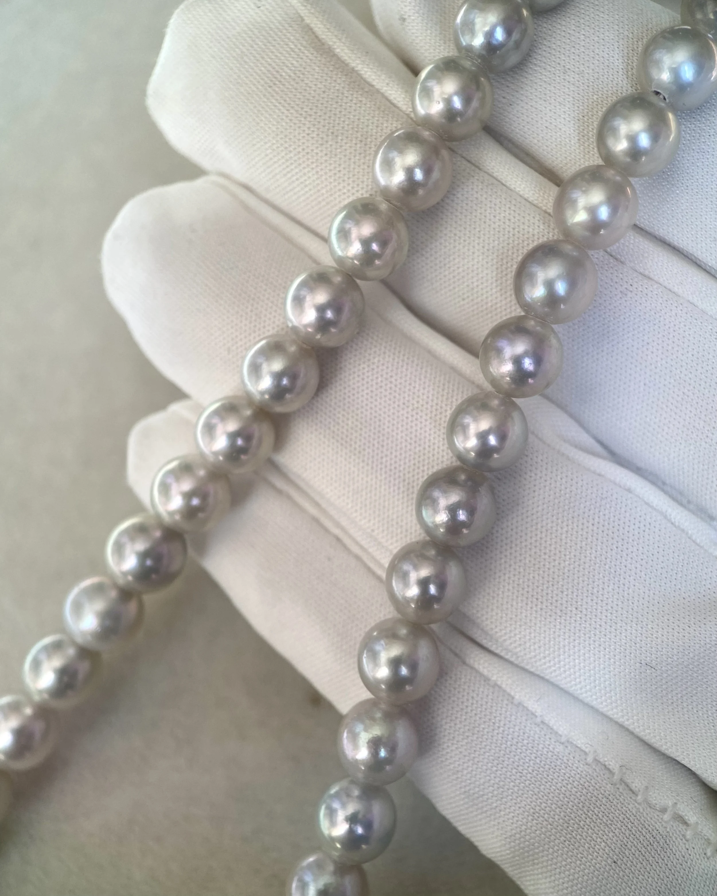 6.5–7mm Japanese Madama Akoya Pearl Necklace – Natural Silvery Grey, 3D Floral Silver Clasp, Japanese Jewellery Exhibition Showpiece Starlit Pearls