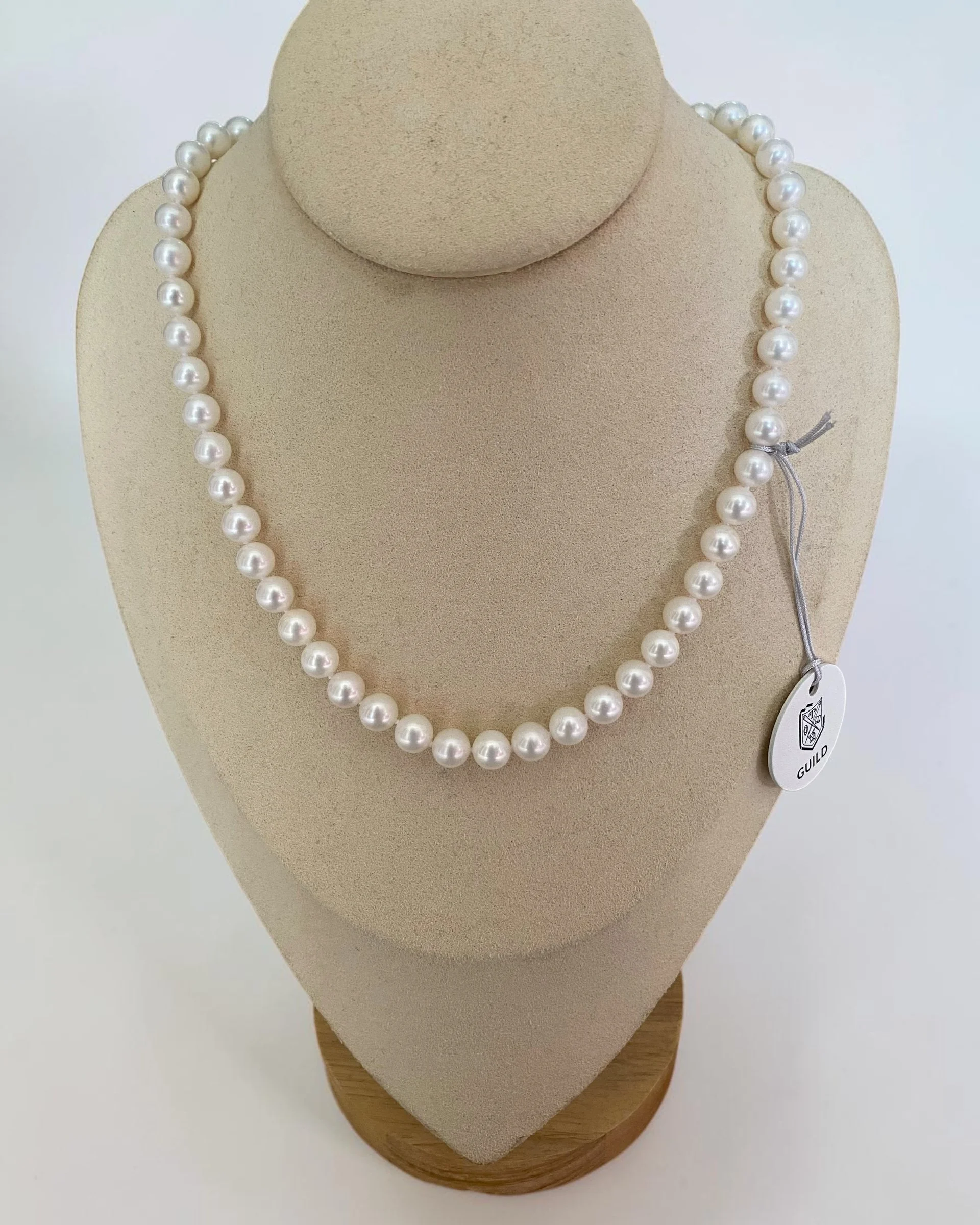 Guild Certified Superior Snow White Nucleus-Free Freshwater Pearl Necklace 8mm, Satin Lustre, S925 Silver Convertible Floral Clasp Starlit Pearls