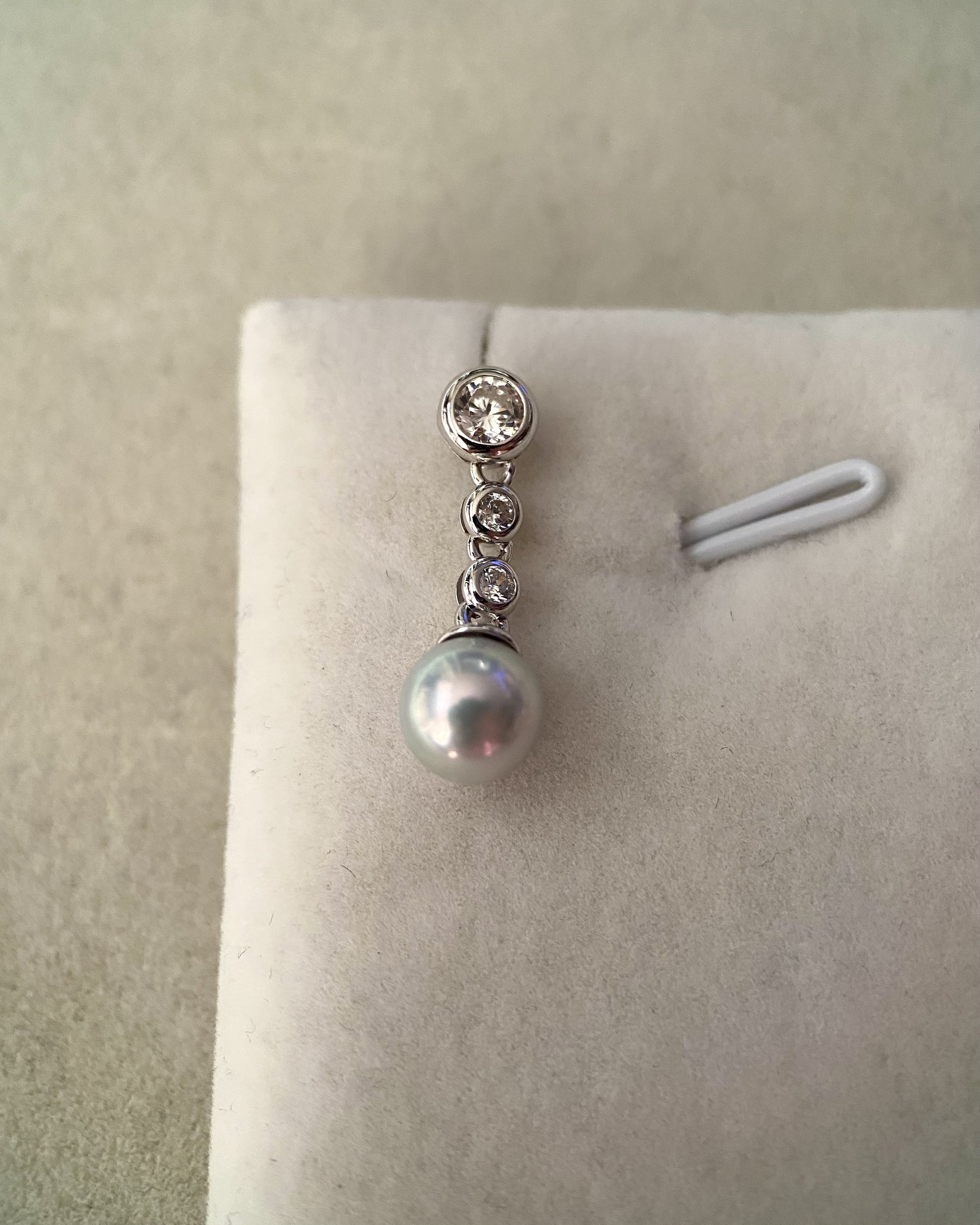 6.5-7mm Japanese Silver Grey Madama Akoya Pearl Drop Earrings, Rose Overtone, Original Japanese Glistening S925 Silver Bubble Design Starlit Pearls