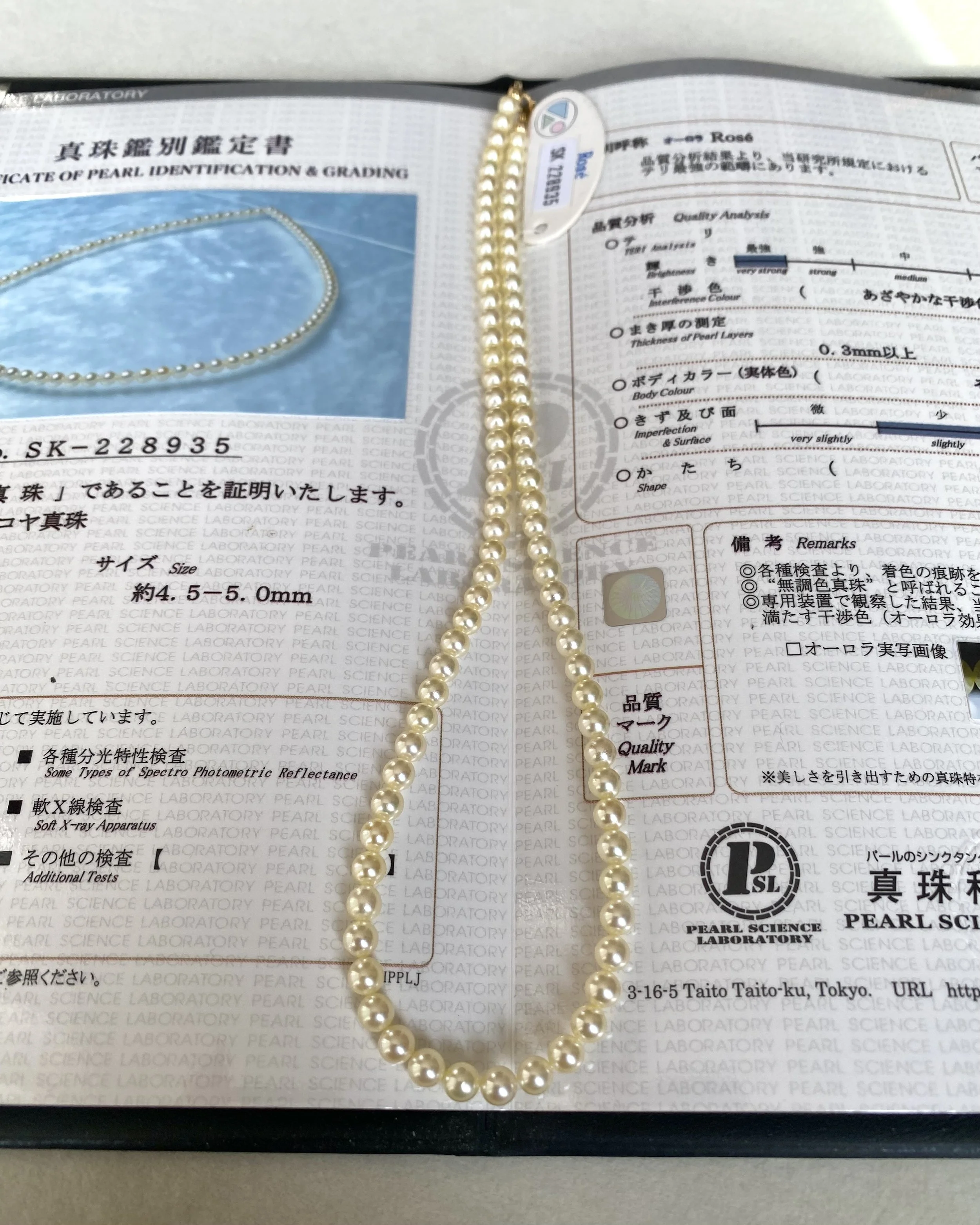 PSL-Certified “Rose” Gr. Japanese ‘Golden Dawn’ Lemon-Gold Akoya Pearl Necklace 4.5–5mm, Aurora Lustre, 18K Gold Clasp, Collectors Starlit Pearls