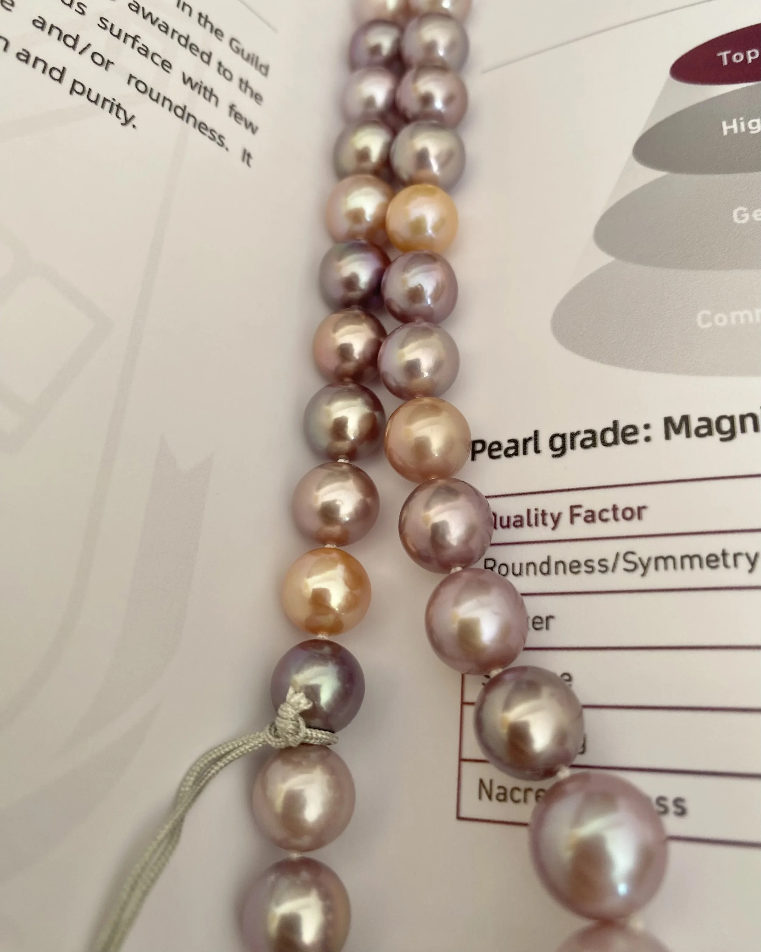GUILD Certified Top “Magnificent” 8-12mm Multi-Coloured Freshwater Pearl Necklace, Rare Metallic Peacock Overtones,S925, Pink Purple Starlit Pearls
