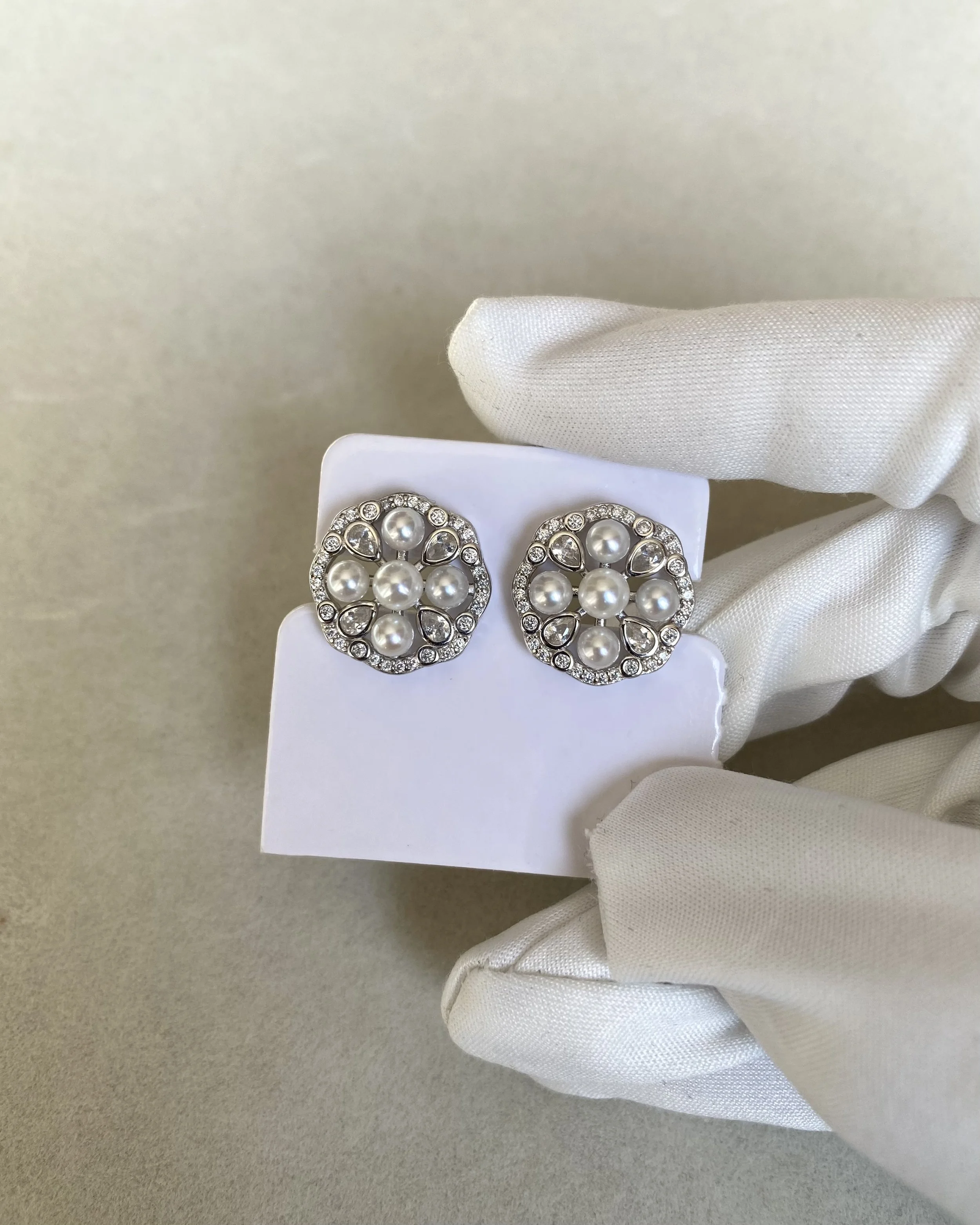 Top-Gr Japanese White Sairindama Akoya Pearl Stud Earrings, Starburst Floral Design in S925 Silver, Japan Jewellery Showpiece, Weddings Starlit Pearls