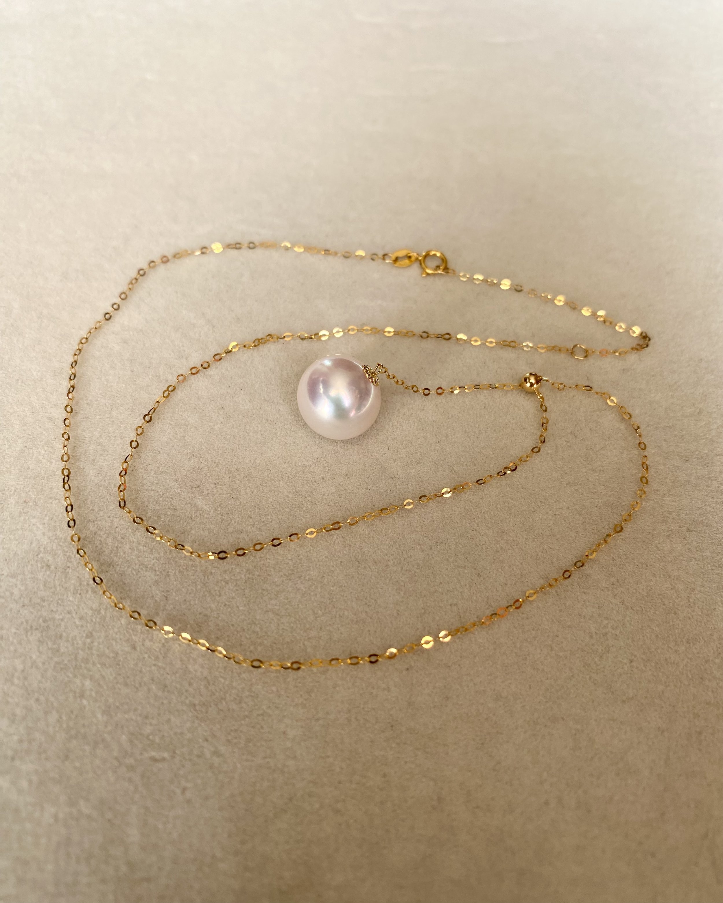 Perfect 11.5mm Japanese Rose Pink Freshwater Pearl Pendant Necklace, Brilliant Aurora Lustre, Sparkle Adjustable 18K Solid Gold Y-Chain Starlit Pearls
