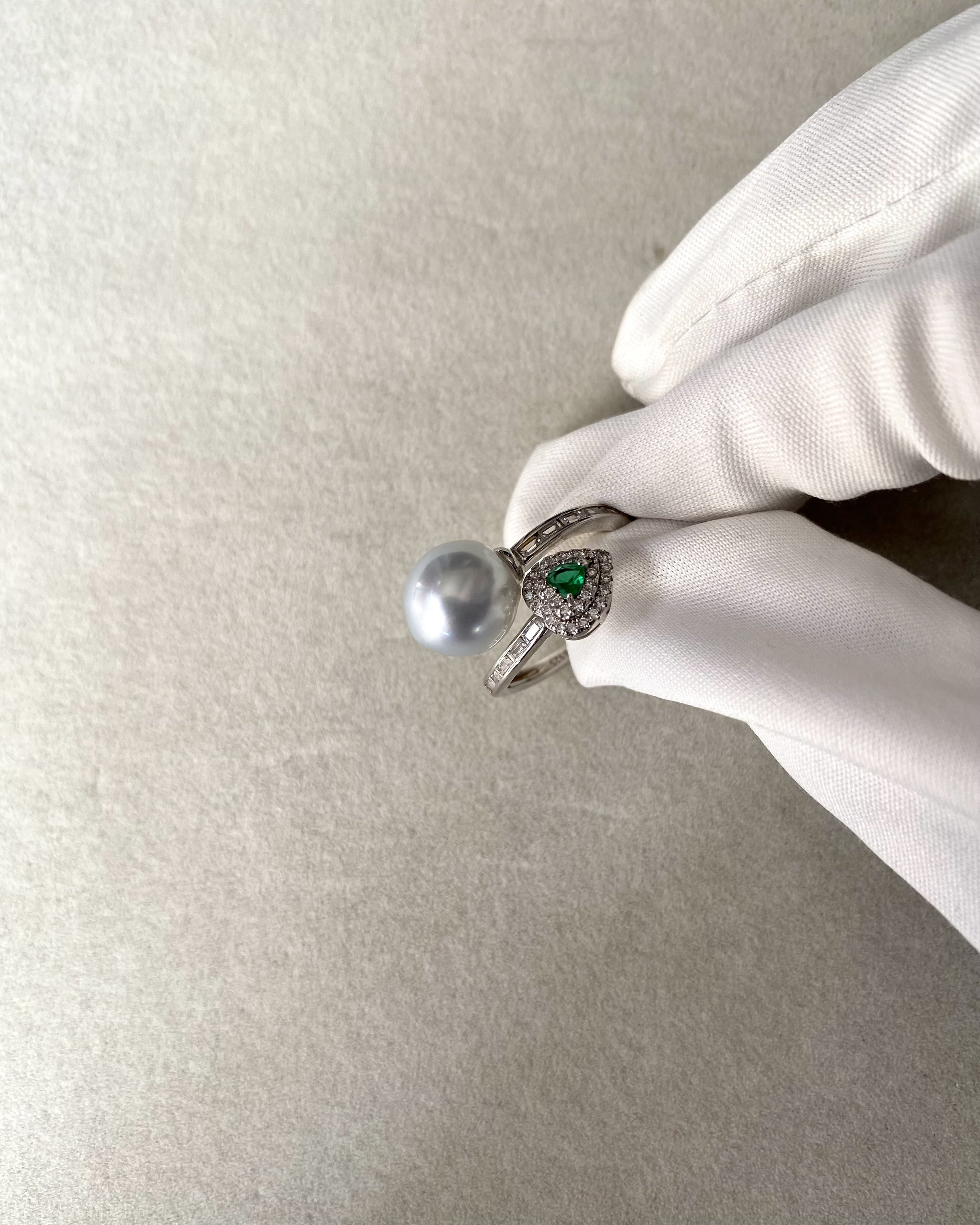 Rare 10.5mm Australian Silver South Sea Baroque Pearl Ring, "Blue Blood" Series, Guardian Serpent-Inspired Open Design in S925, Adjustable Starlit Pearls