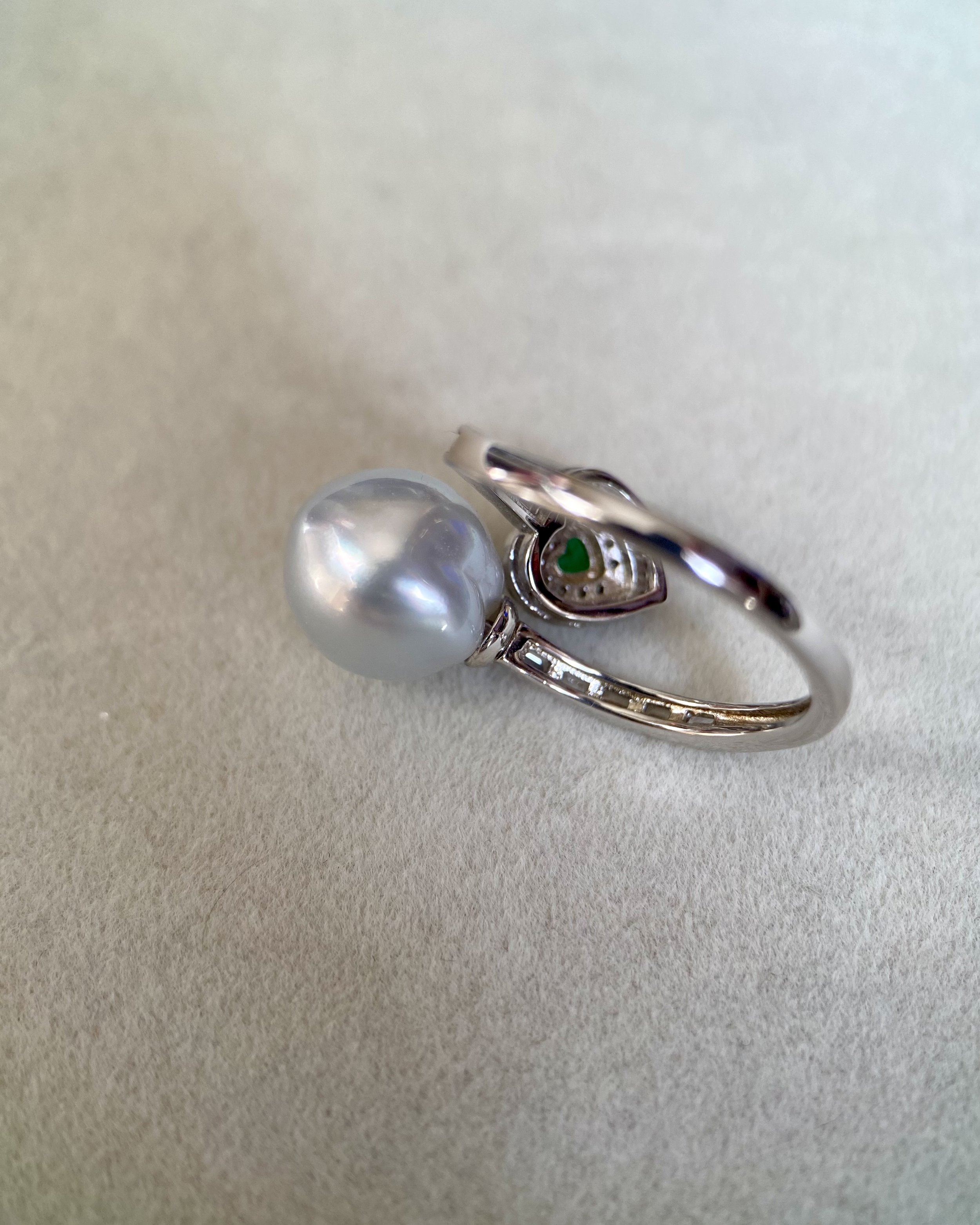 Rare 10.5mm Australian Silver South Sea Baroque Pearl Ring, "Blue Blood" Series, Guardian Serpent-Inspired Open Design in S925, Adjustable Starlit Pearls
