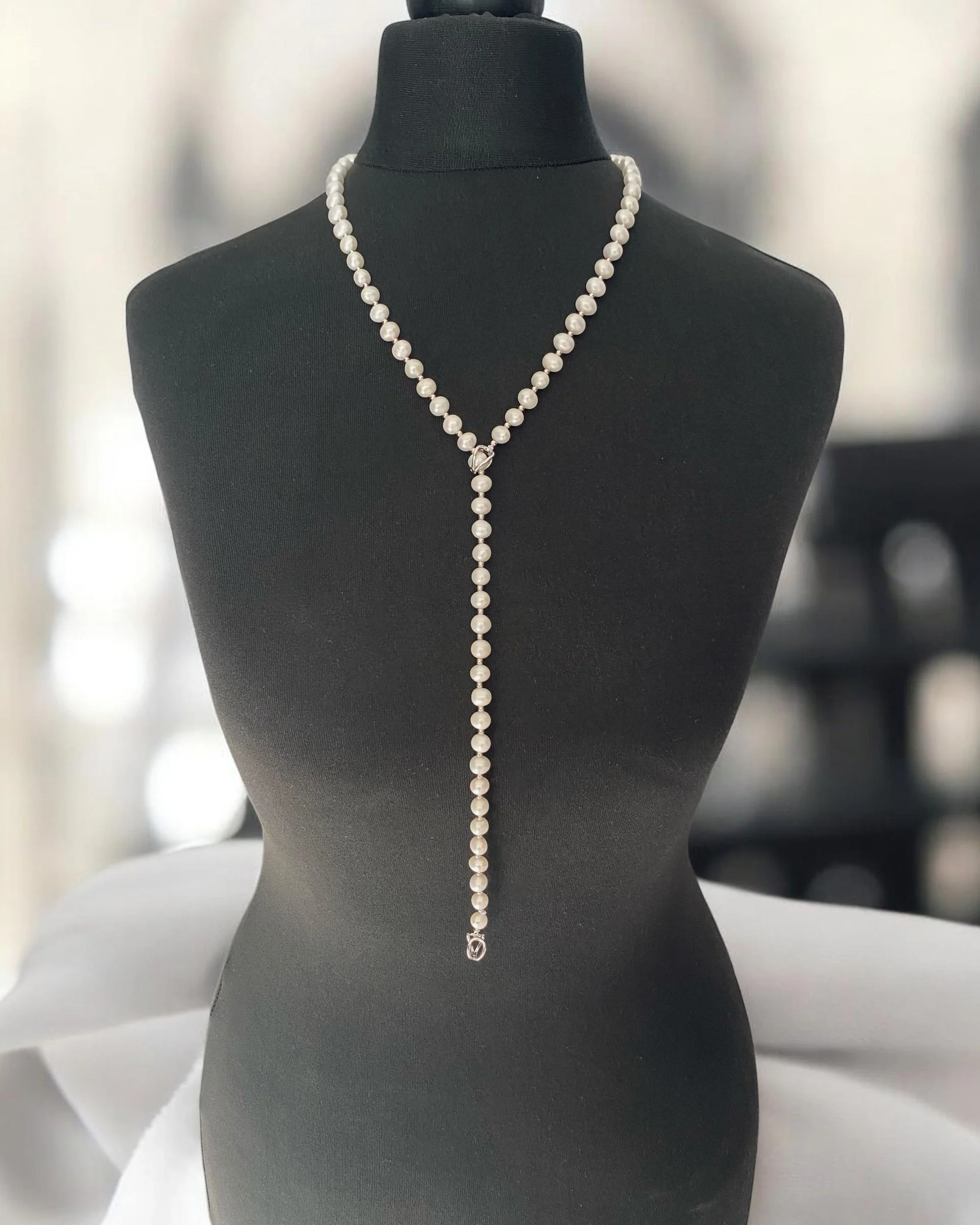 29" Long Classic White Nucleus-Free Freshwater Keshi Pearl Necklace 8mm, S925 Silver Spacers & Double-Opening Clasp, 4 Ways to Wear Starlit Pearls