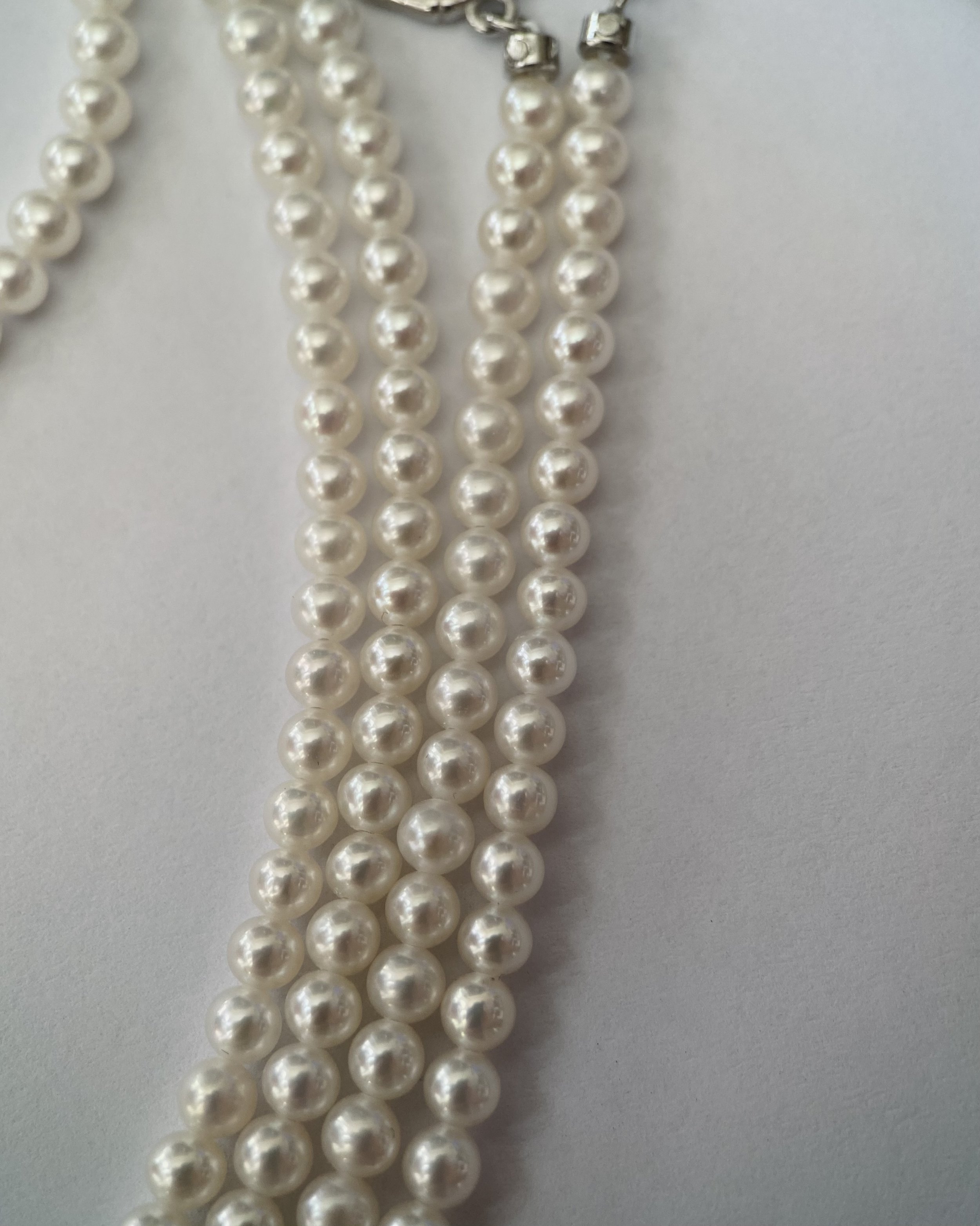 Top-Grade 49'' Extra-Long 3.5-4mm Radiant White Mini Freshwater Pearl Necklace, Japanese S925 Silver Hand-Hammered Clasp, Multi-Layer Styling Starlit Pearls