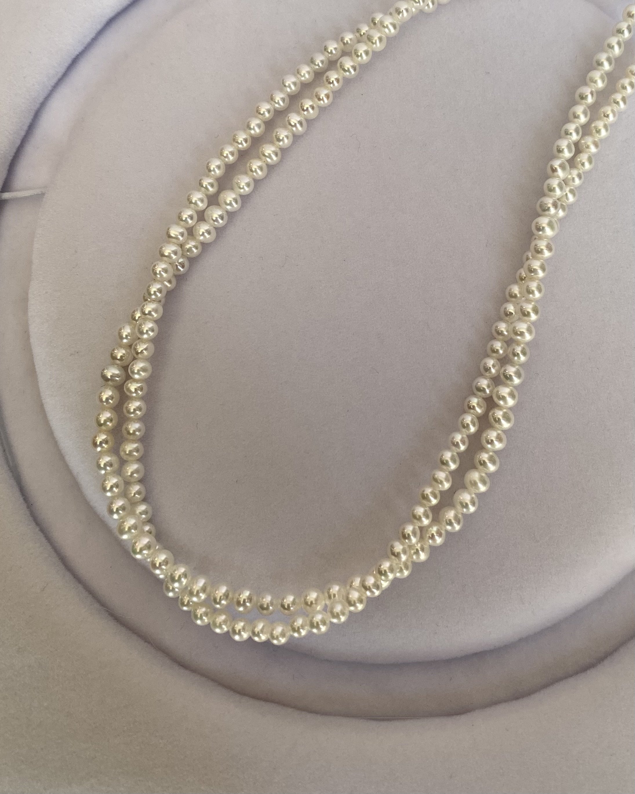 Top Lustre 4-4.5mm Radiant White Freshwater Nucleus-Free Double-Strand Pearl Necklace, Mirror-Like Shine, Japanese Durable S925 Silver Clasp Starlit Pearls