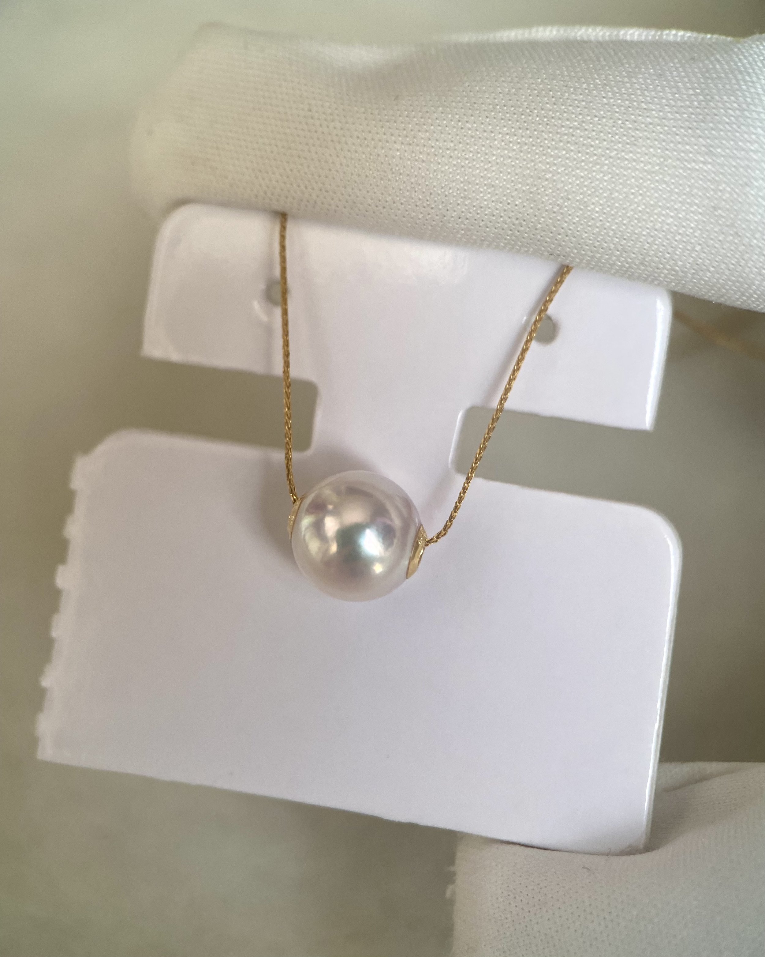 Exceptional 8mm Japanese Sakura Pink Koshimono Akoya Pearl Necklace, Aurora Tennyo Grade Lustre, 18K Solid Gold Adjustable Twisted Chain 19" Starlit Pearls