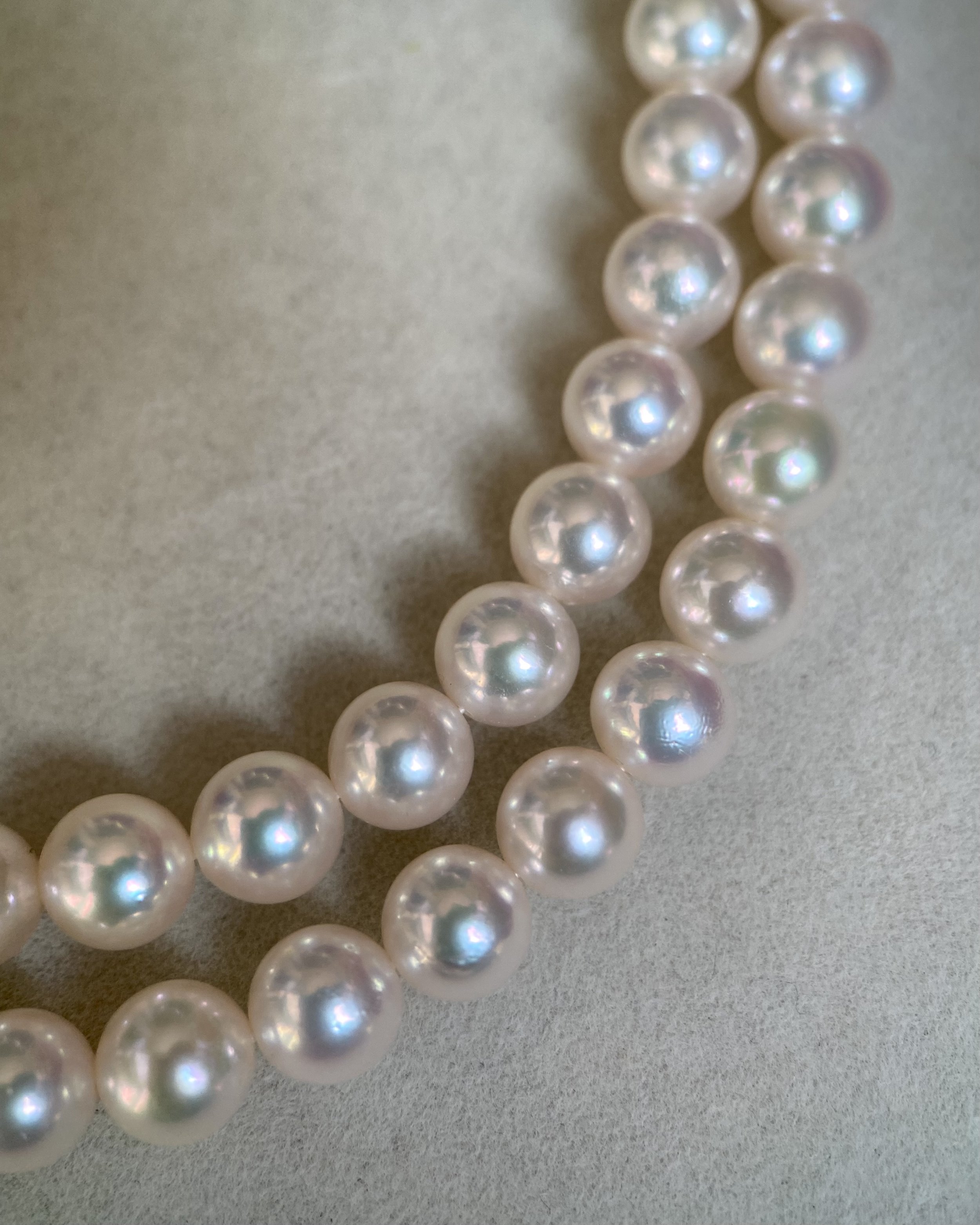 33" Extra-Long White Japanese Akoya Pearl Opera Necklace 6.5–7mm, Rose Overtone, 3D Floral Silver Clasp, Japan Jewellery Showpiece Starlit Pearls