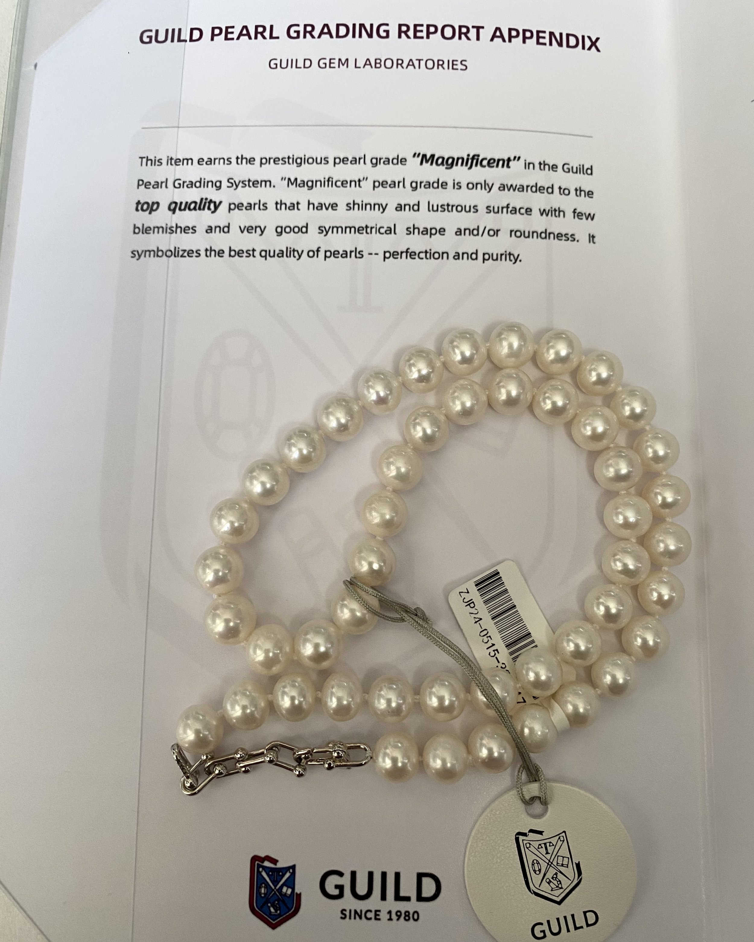 Top-Grade-Magnificent 9mm Glacial White Nucleus-Free Freshwater Pearl Necklace, Striking Cool Lustre, GUILD Certified, Adjustable S925 Clasp Starlit Pearls