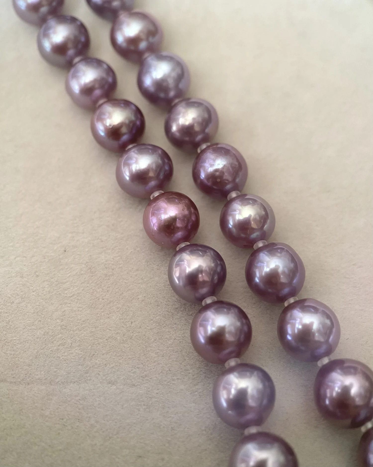 Rare French Violet 7–8mm Freshwater Pearl Necklace, Natural Untreated Colour – Radiant Lustre, Durable Adjustable S925 Silver U-Shaped Clasp Starlit Pearls