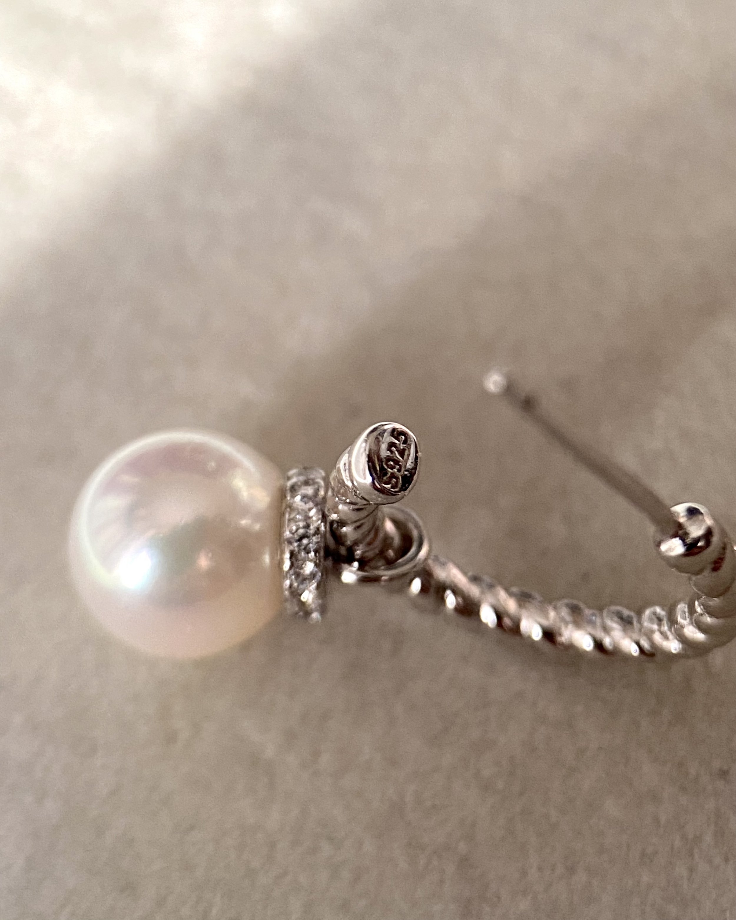 2-in-1 Convertible Top Gr. “Specially Selected” Japanese Crystal White Akoya Pearl Earrings 8mm, S925 Silver Rope-Twist Hoops/Pendant Starlit Pearls