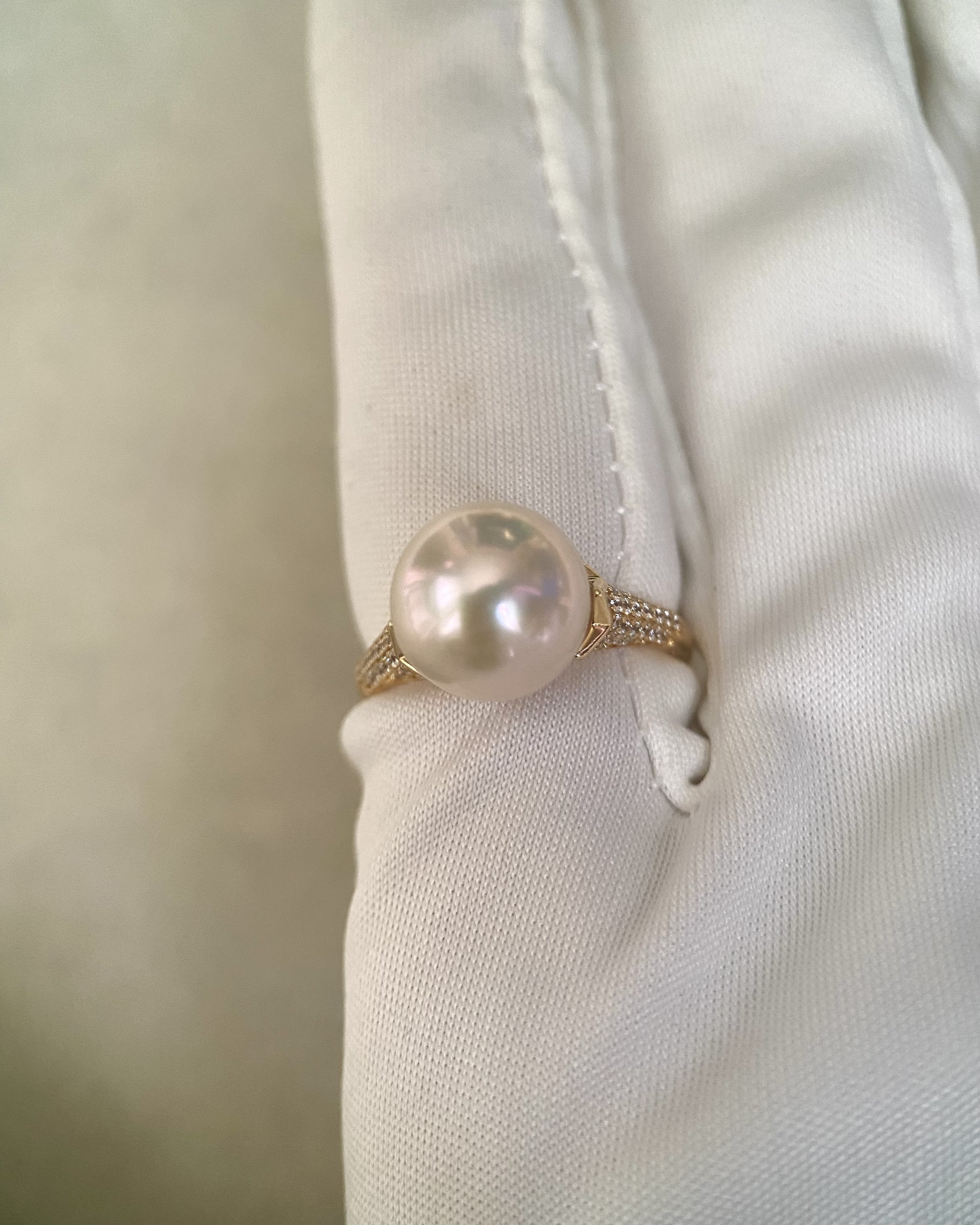 10.2mm Japanese Freshwater Rose Pink Pearl Ring – Artistic Sculptural Design, S925 Silver with Sparkling Pavé Accents, Adjustable Starlit Pearls