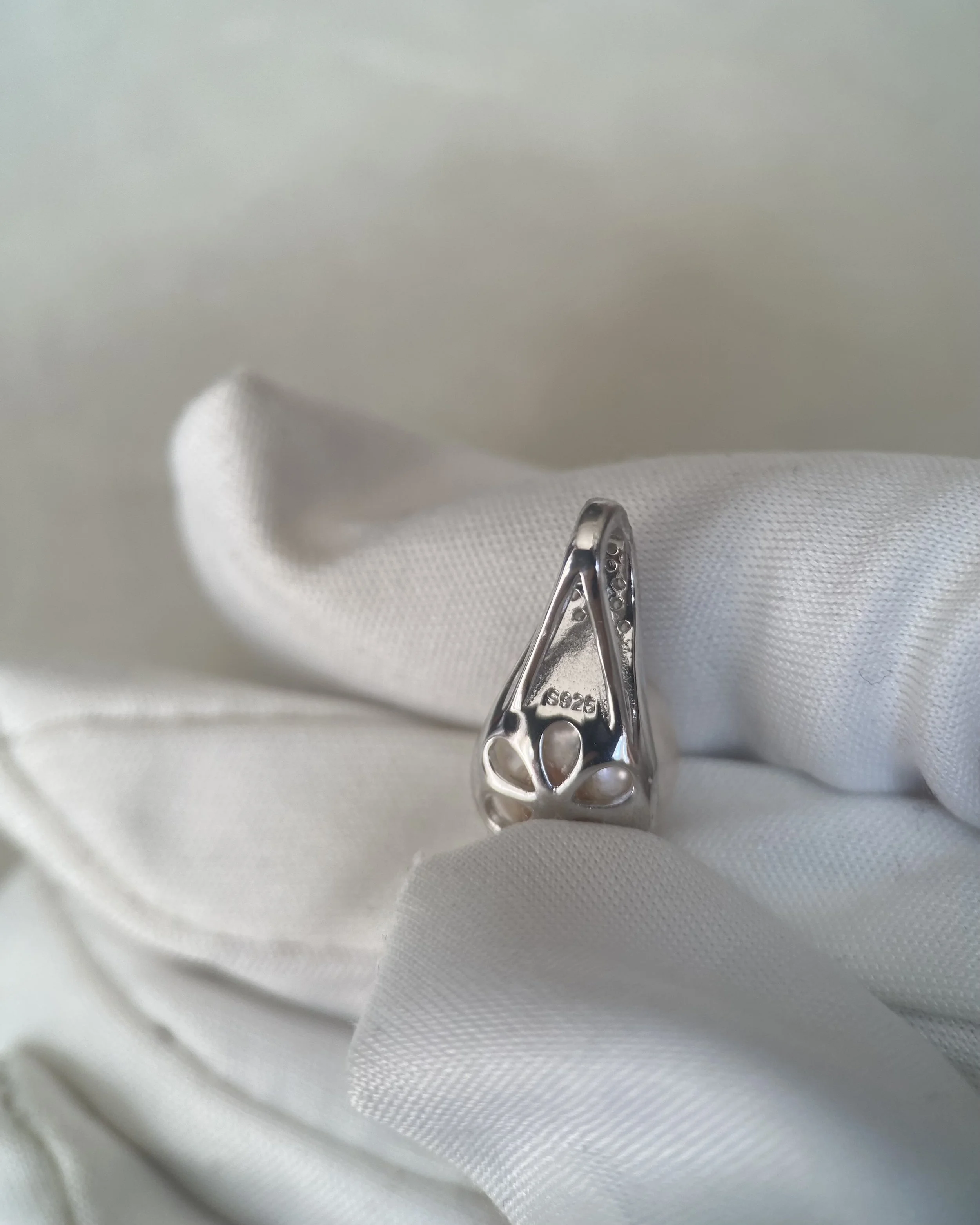 9.1mm Giant Japanese Natural Pale Pink Akoya Pearl Pendant, S925 Silver Pavé Teardrop Design, Rare Large Pearl, Exhibition Piece Starlit Pearls