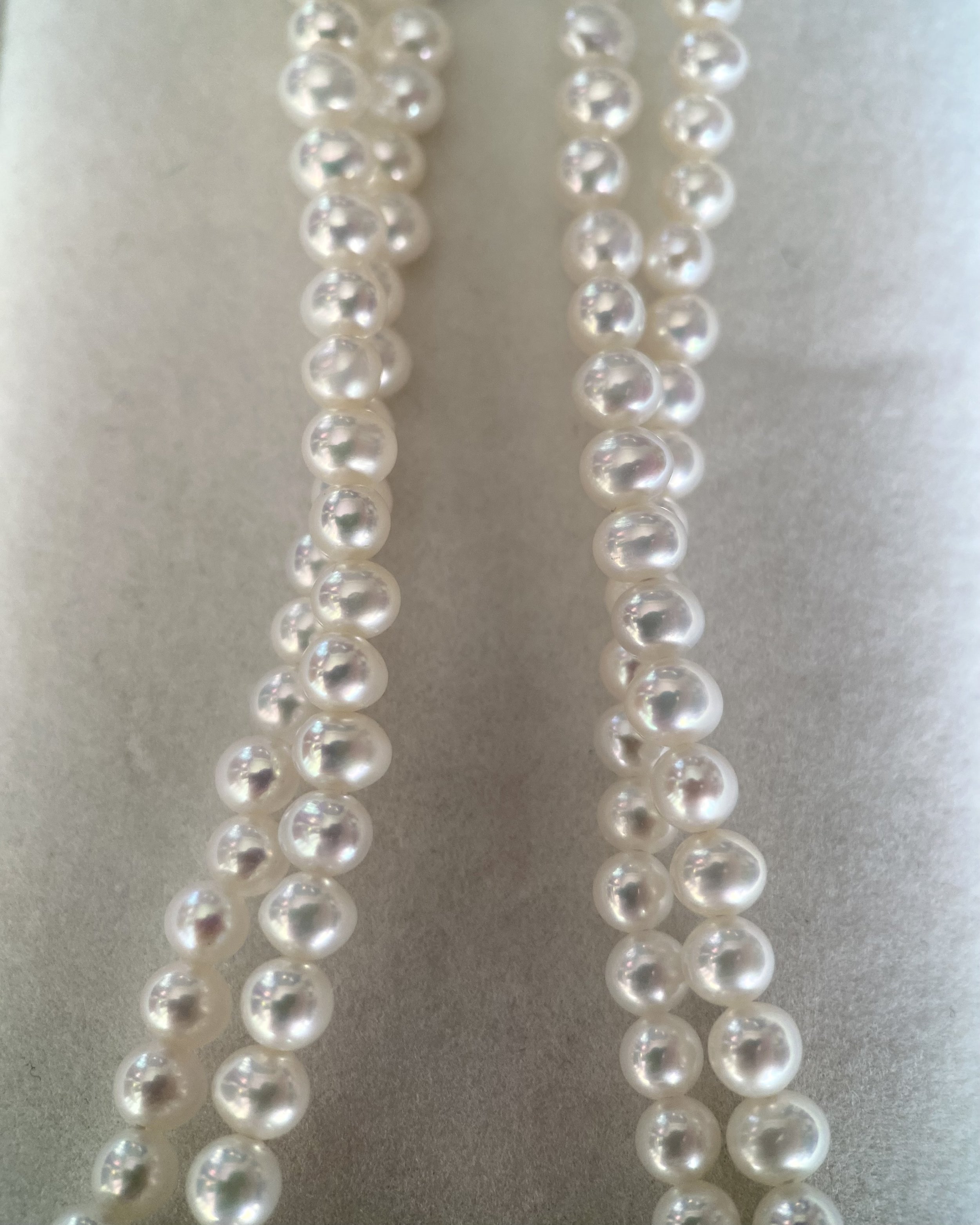 Top Lustre 4-4.5mm Radiant White Freshwater Nucleus-Free Double-Strand Pearl Necklace, Mirror-Like Shine, Japanese Durable S925 Silver Clasp Starlit Pearls