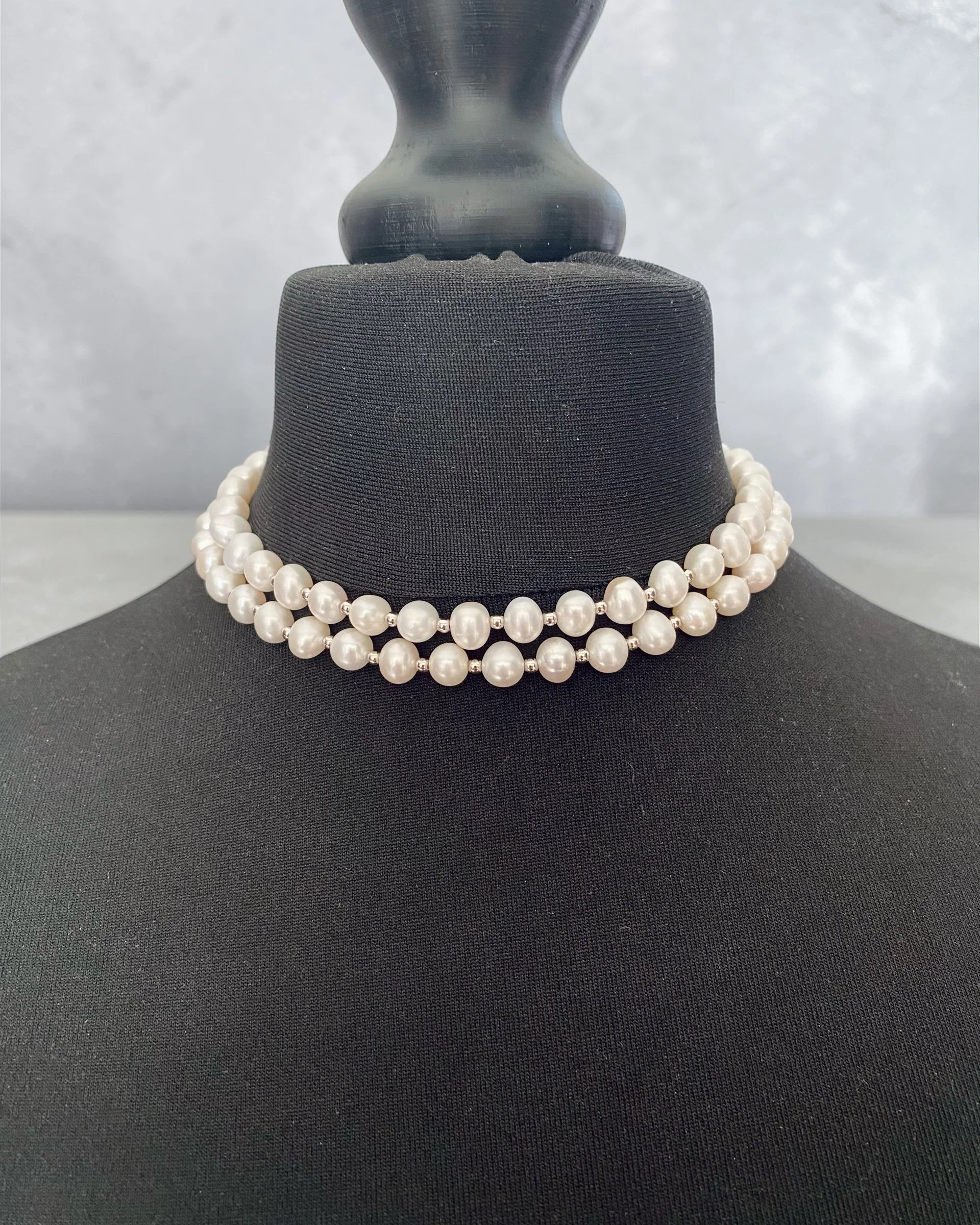 29" Long Classic White Nucleus-Free Freshwater Keshi Pearl Necklace 8mm, S925 Silver Spacers & Double-Opening Clasp, 4 Ways to Wear Starlit Pearls