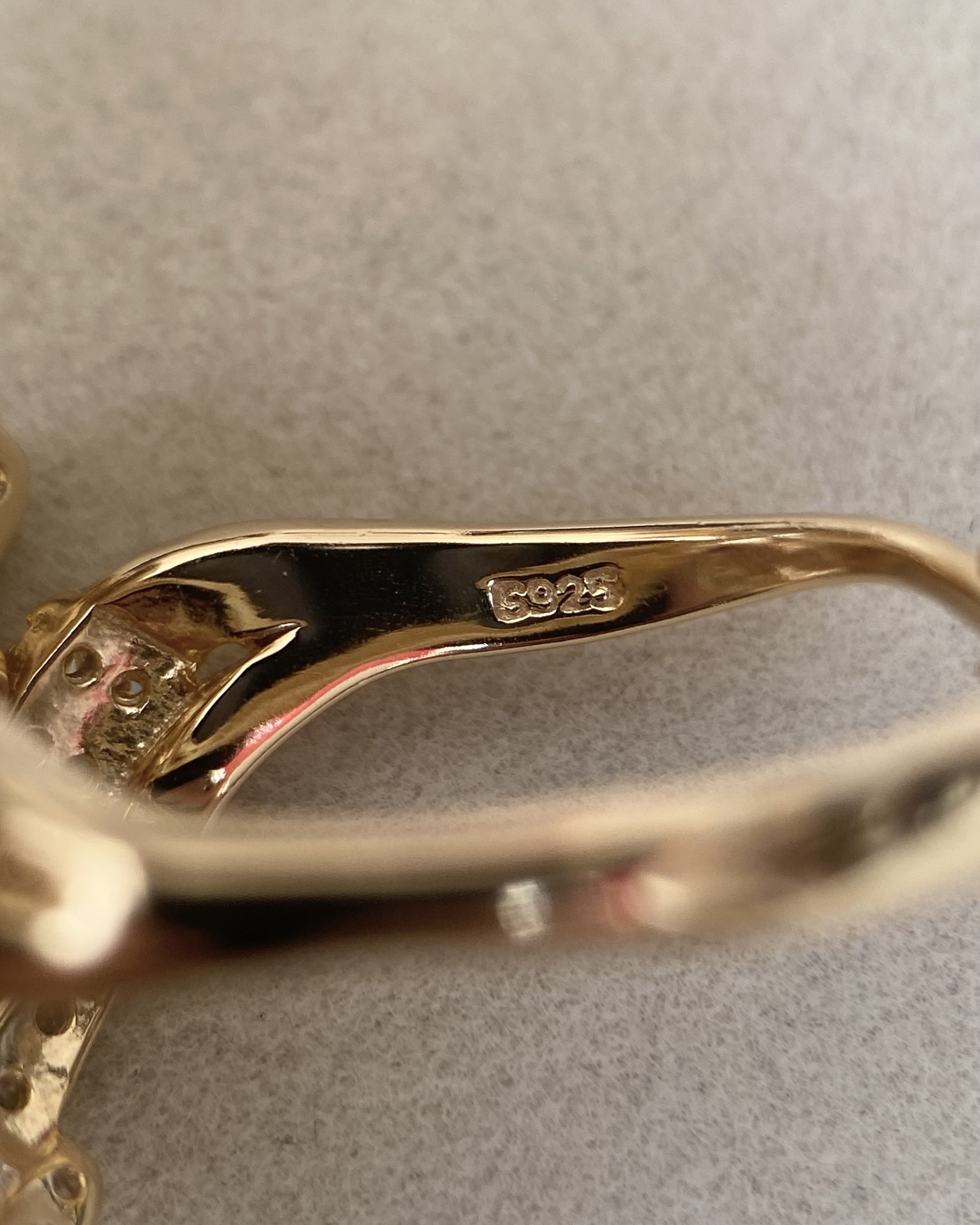 Large 13.2mm Golden South Sea Pearl Ring, Deep Rich Gold Tone, Sculptural Ribbon Pavé-Set S925 Sterling Silver Adjustable Band Starlit Pearls