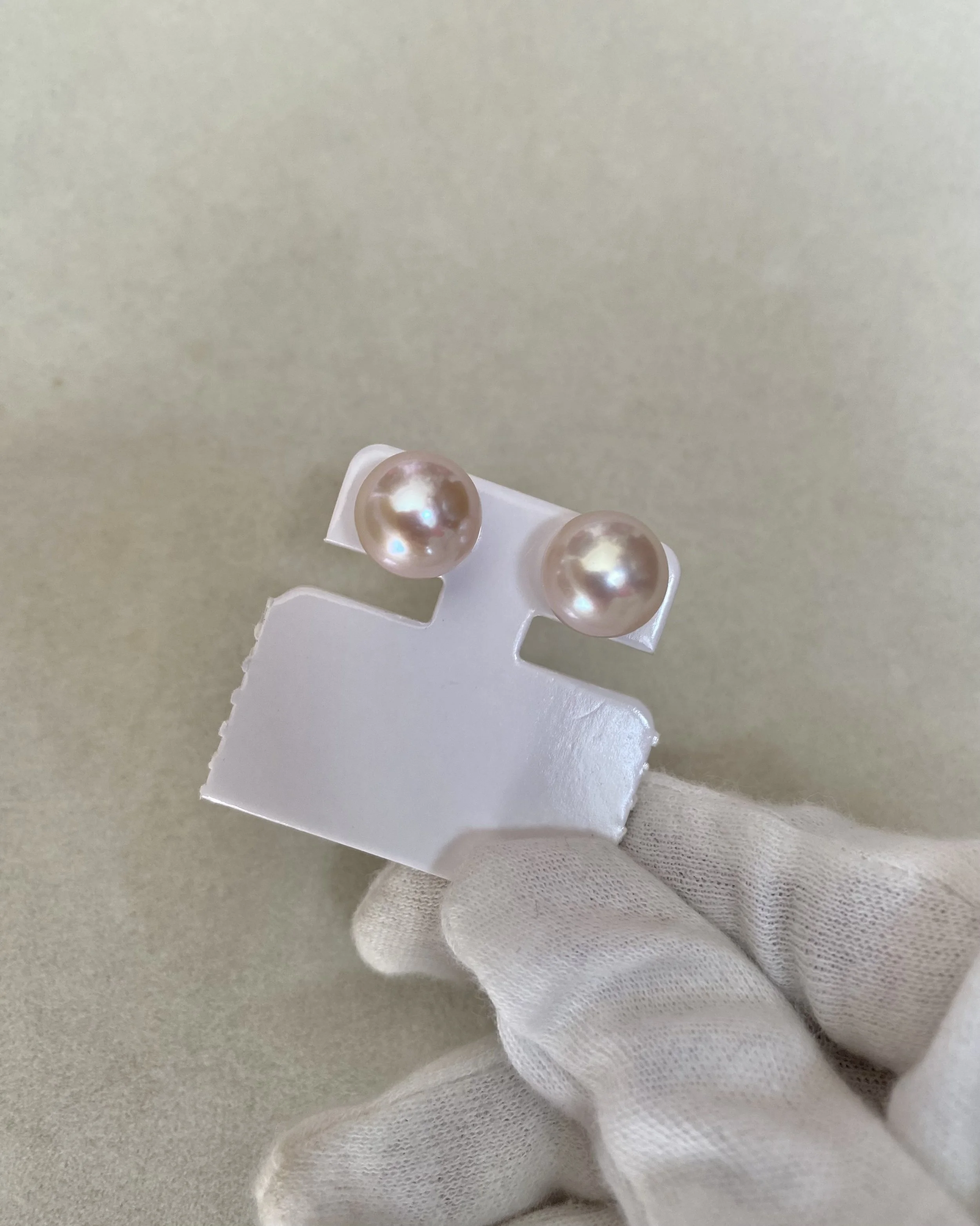 18K Gold Posts_Rare Japanese Rose Pink Freshwater Pearl Stud Earrings 11.3mm, AU750, Mirror Lustre Starlit Pearls