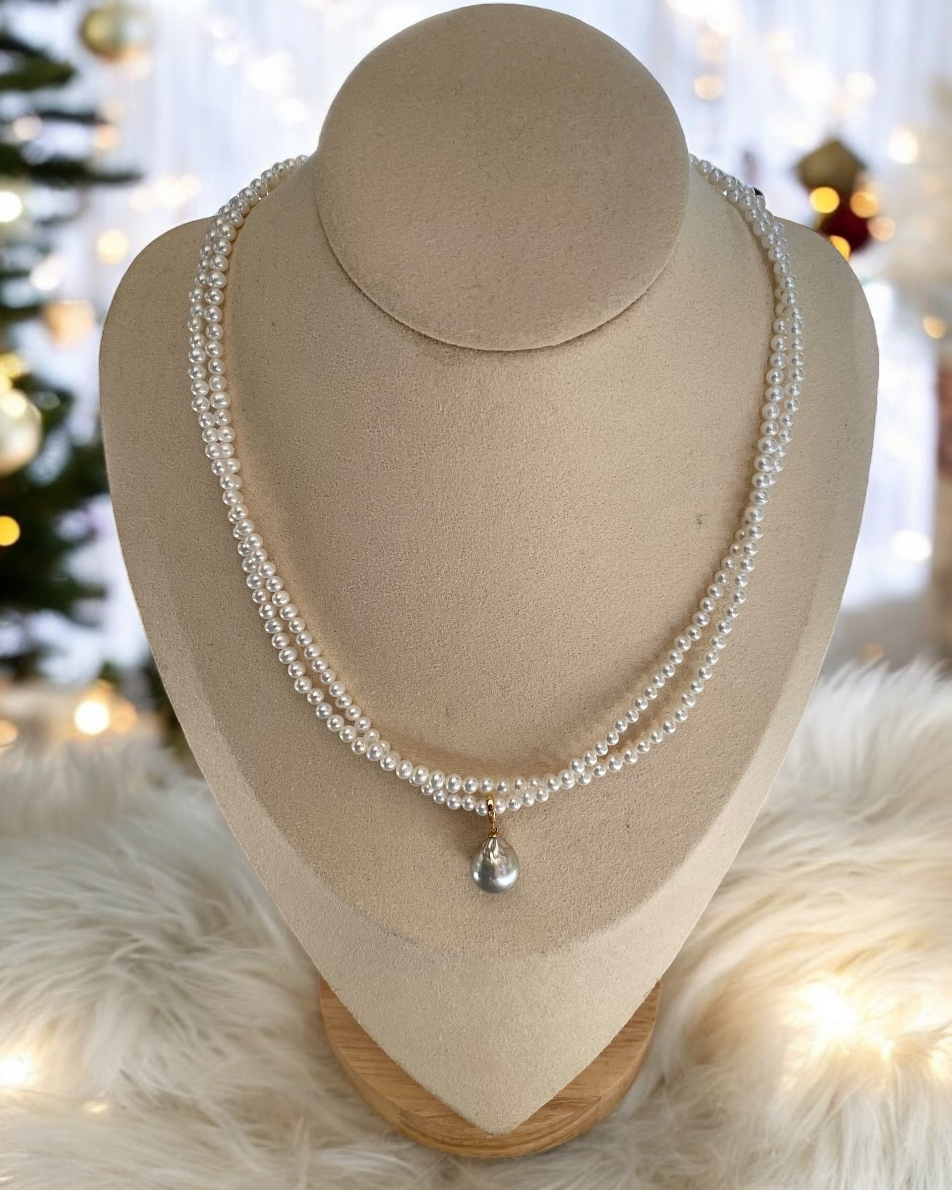 Top Lustre 4-4.5mm Radiant White Freshwater Nucleus-Free Double-Strand Pearl Necklace, Mirror-Like Shine, Japanese Durable S925 Silver Clasp Starlit Pearls