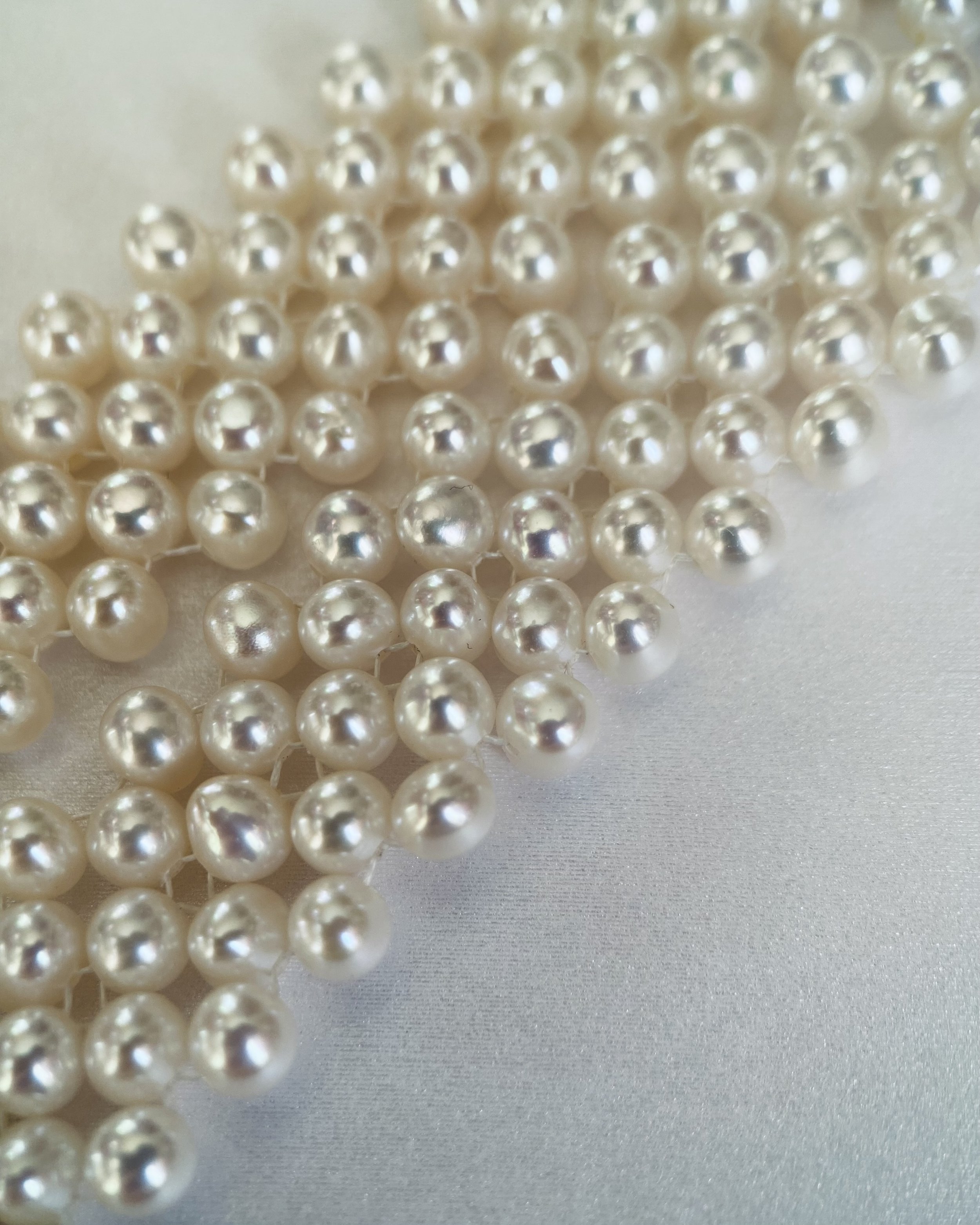 Ivory White Nucleus-Free Pearl V-Shaped Necklace, Nearly 300 Genuine Freshwater Pearls, S925 Silver Adjustable Clasp Starlit Pearls
