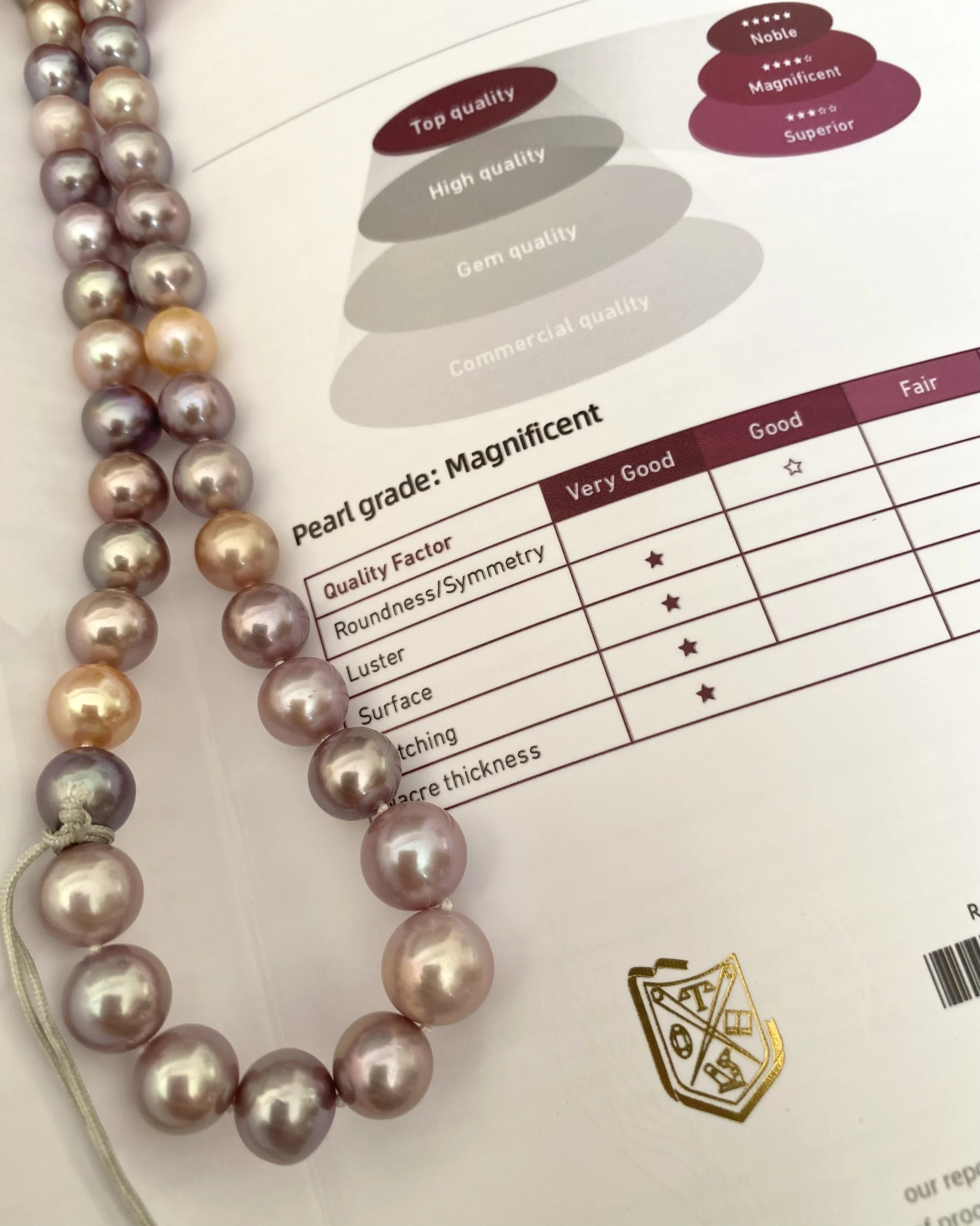 GUILD Certified Top “Magnificent” 8-12mm Multi-Coloured Freshwater Pearl Necklace, Rare Metallic Peacock Overtones,S925, Pink Purple Starlit Pearls