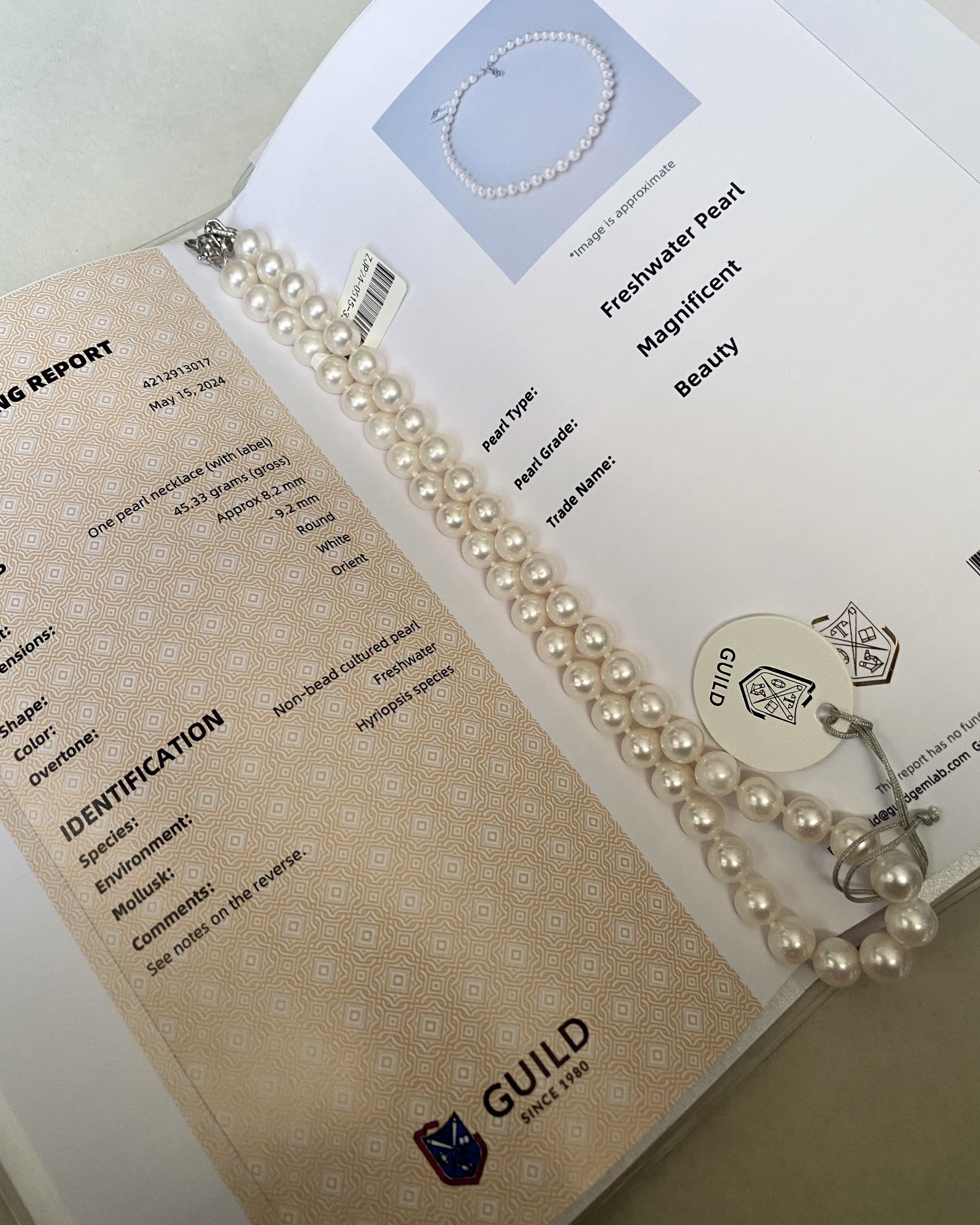 Top-Grade-Magnificent 9mm Glacial White Nucleus-Free Freshwater Pearl Necklace, Striking Cool Lustre, GUILD Certified, Adjustable S925 Clasp Starlit Pearls