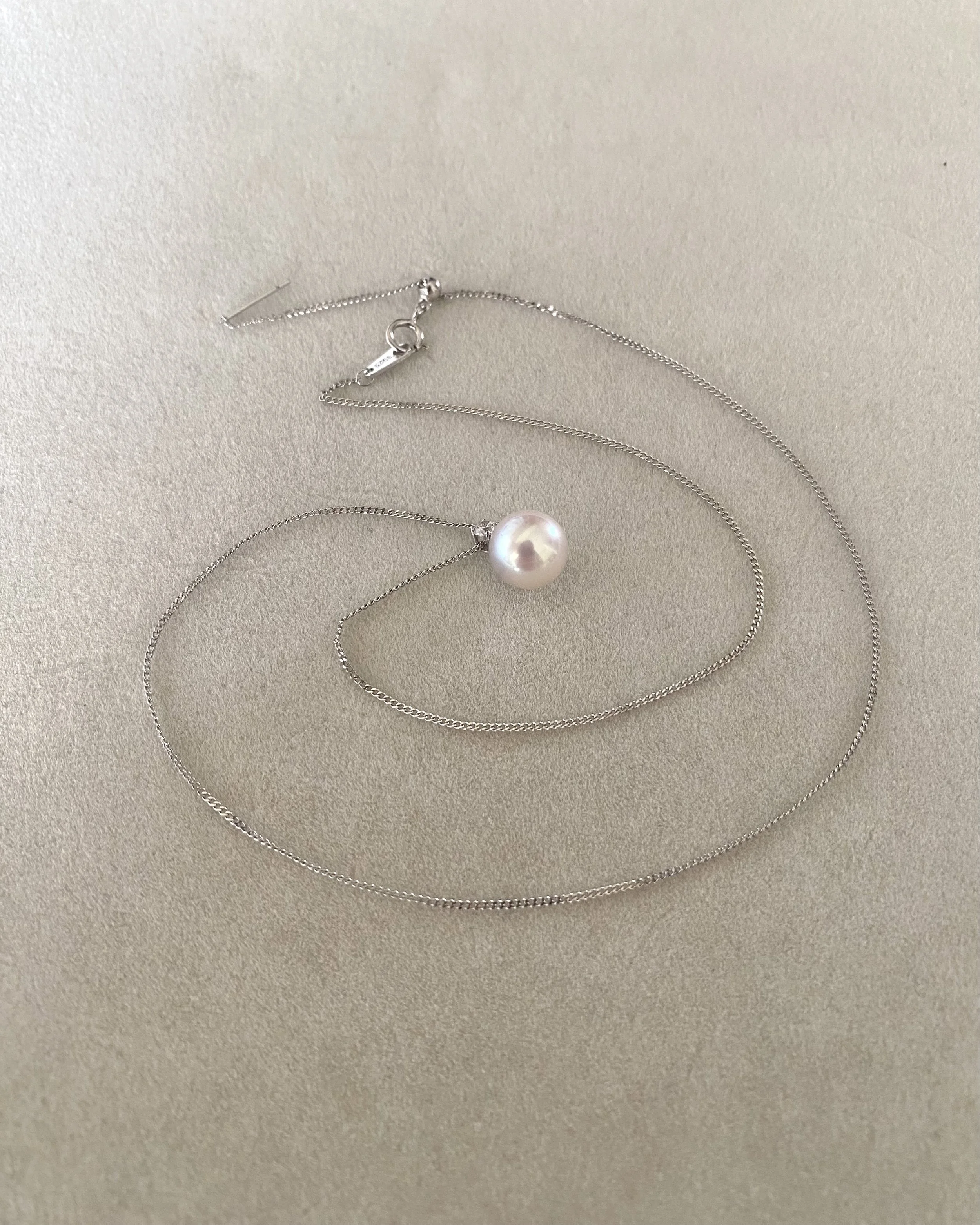 9.1mm Japanese White Koshimono Akoya Pearl Pendant Necklace, Tennyo-Quality, 18K White Gold & CZ, S925 Silver Snake Chain Starlit Pearls