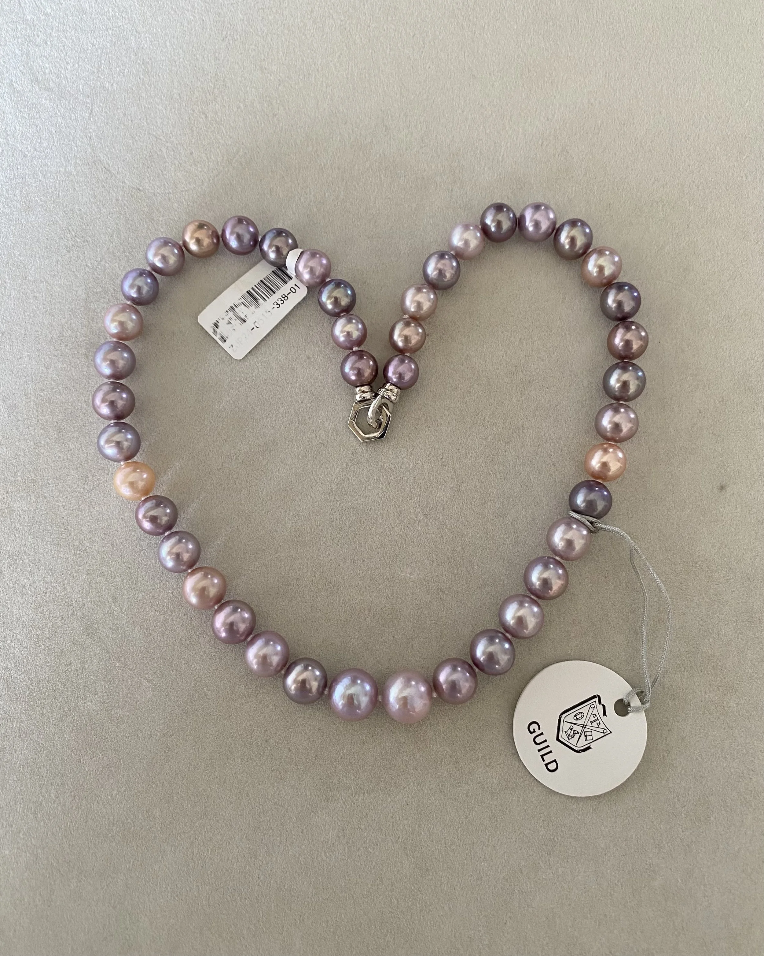 GUILD Certified Top “Magnificent” 8-12mm Multi-Coloured Freshwater Pearl Necklace, Rare Metallic Peacock Overtones,S925, Pink Purple Starlit Pearls