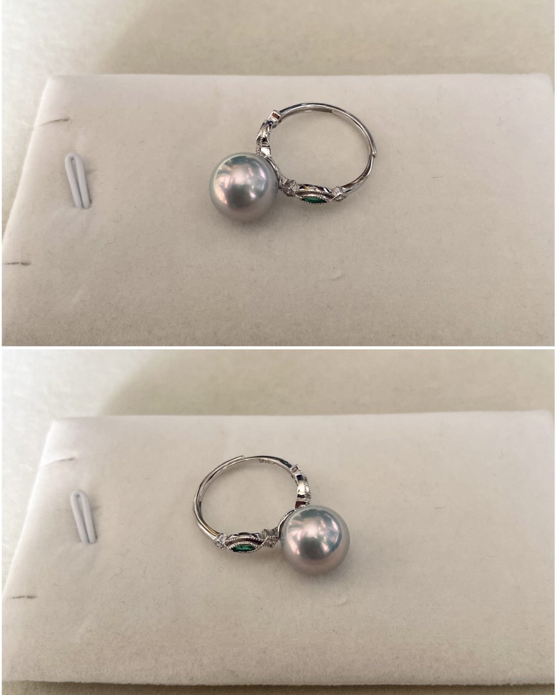 Flawless 10.5-11mm Natural Cool Grey Freshwater Pearl Ring, Vivid Pink Overtone, Adjustable S925 Setting, HK International Jewellery Show Starlit Pearls