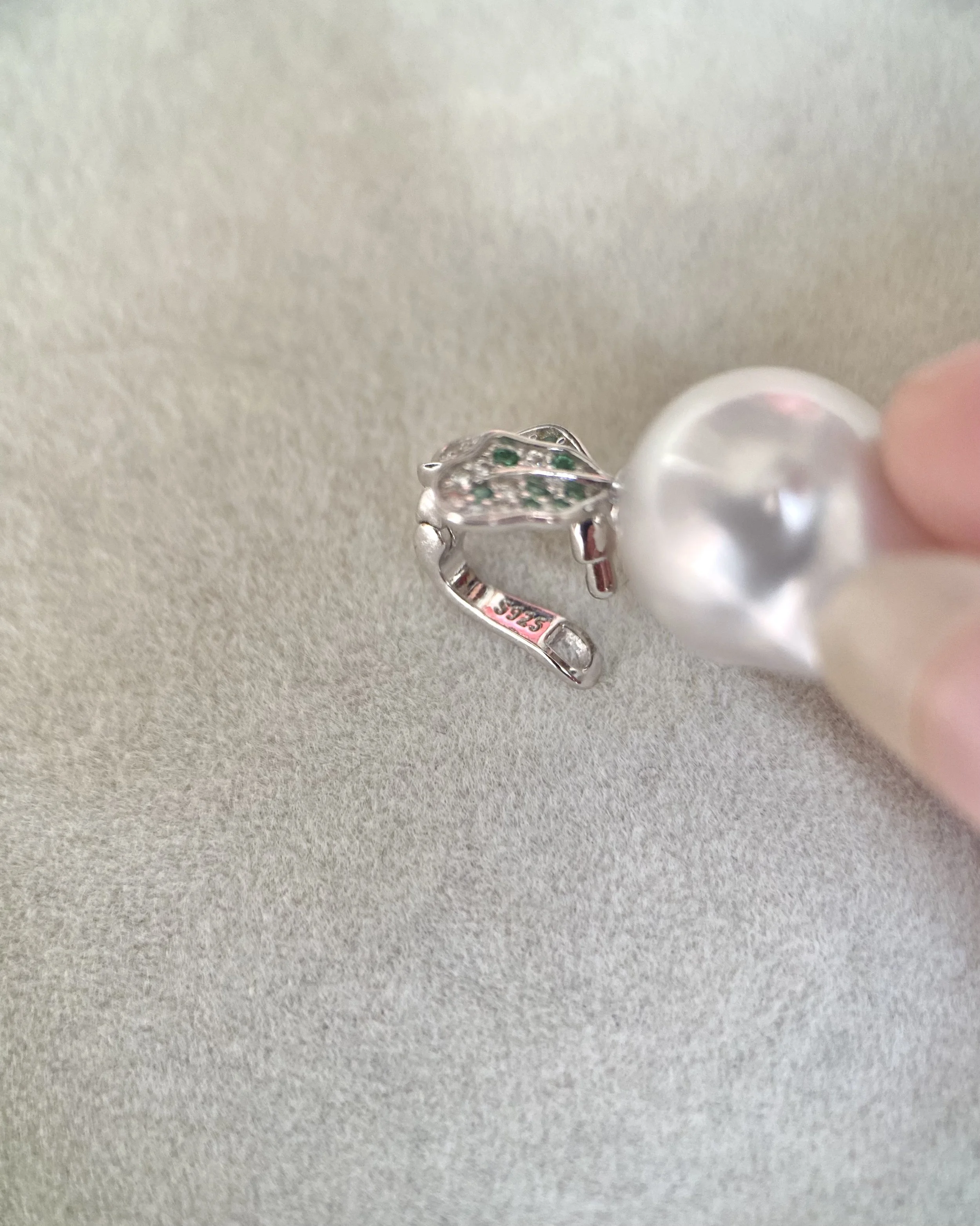 Rare 16mm Australian White South Sea Baroque Pearl Radish Pendant, Sculptural Botanical Design, Japanese S925 Silver CZ Hinged Bail Starlit Pearls