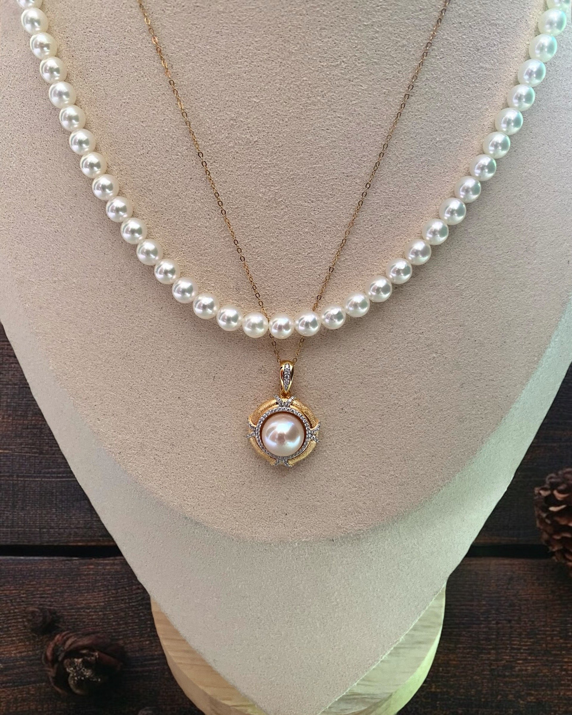 Rare Oversized 9.5-10mm Japanese Pink Akoya Pearl Pendant, Flawless, Japan-Made Vintage Court Style, Matte-Finish S925 Silver Starlit Pearls