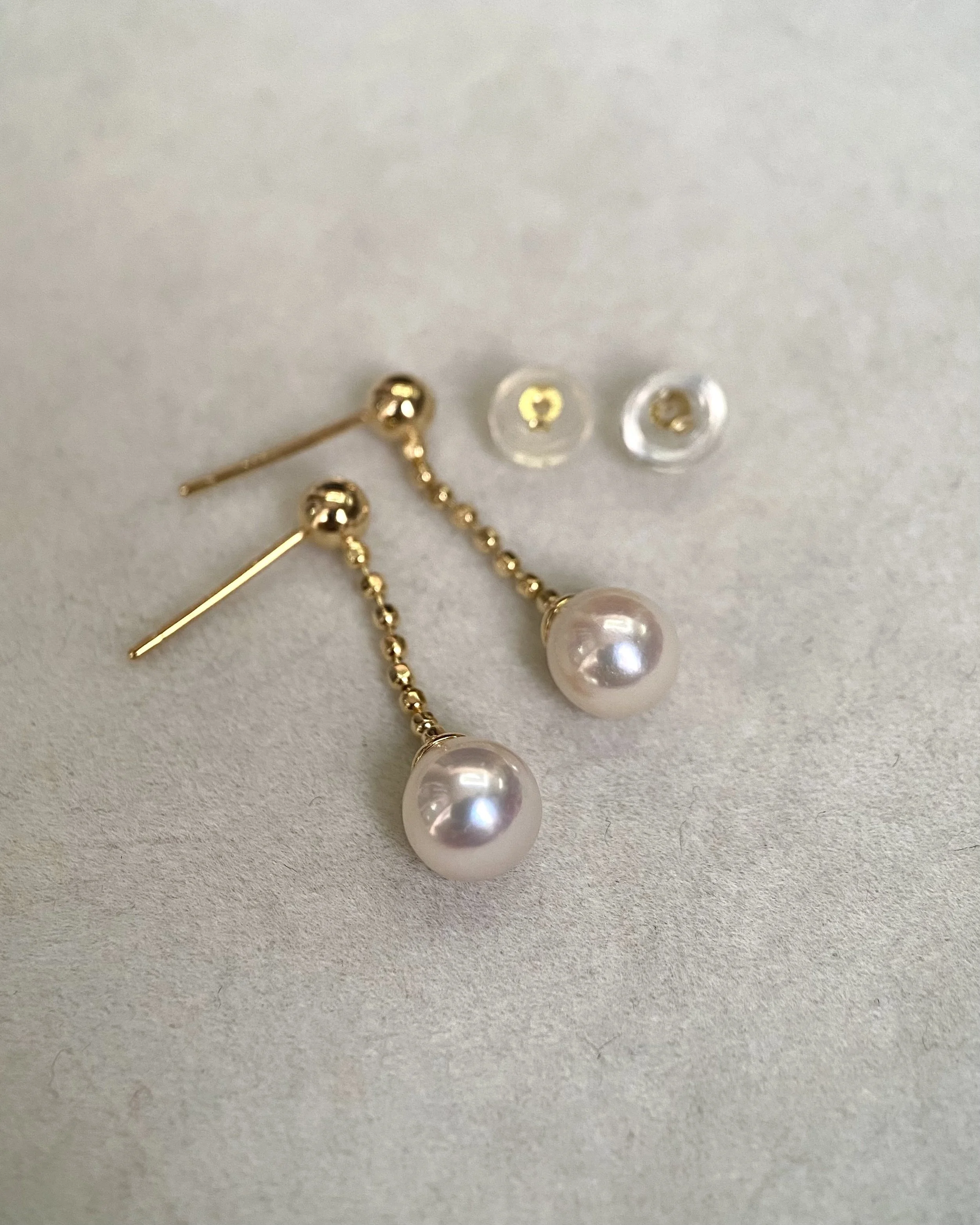 Premium Sakura-Pink Japanese Koshimono Akoya Pearl Drop Earrings, Aurora Lustre, S925 Sculptural Bead-Link Chain Design, Jewellery Showpiece Starlit Pearls