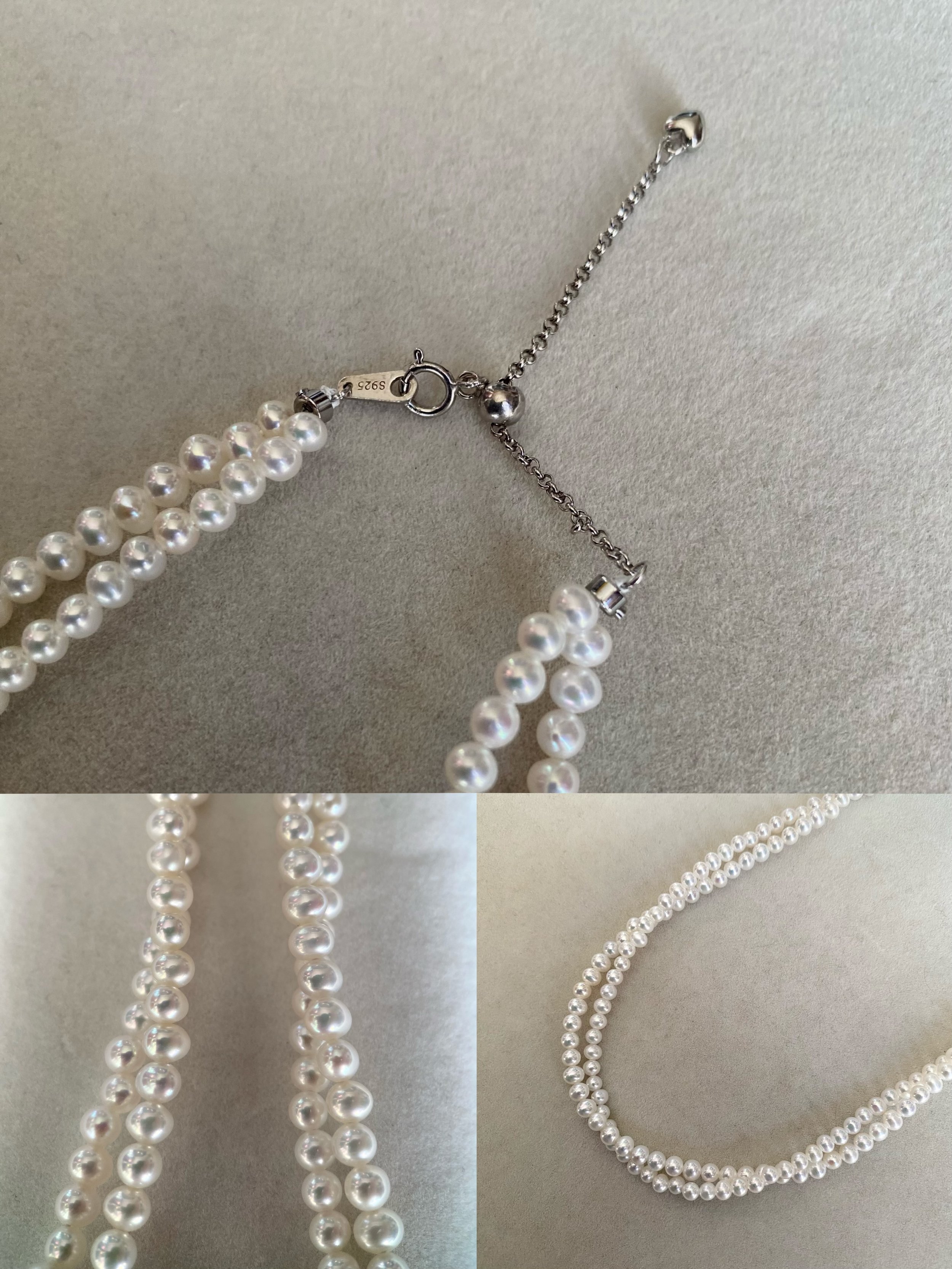 Top Lustre 4-4.5mm Radiant White Freshwater Nucleus-Free Double-Strand Pearl Necklace, Mirror-Like Shine, Japanese Durable S925 Silver Clasp Starlit Pearls