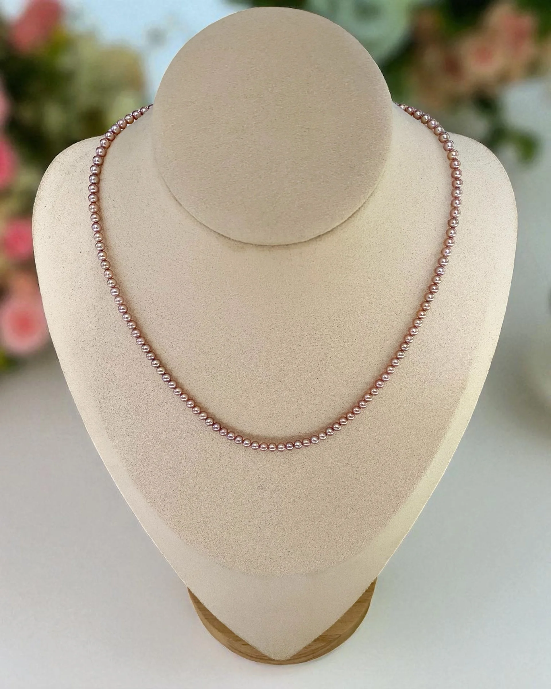 Top-Gr Dreamy Light Mauve Freshwater Mini Pearl Necklace, 6A Lustre, Uniform Color, 18K Gold Adjustable Clasp, Playful Everyday Luxury, Pink Starlit Pearls
