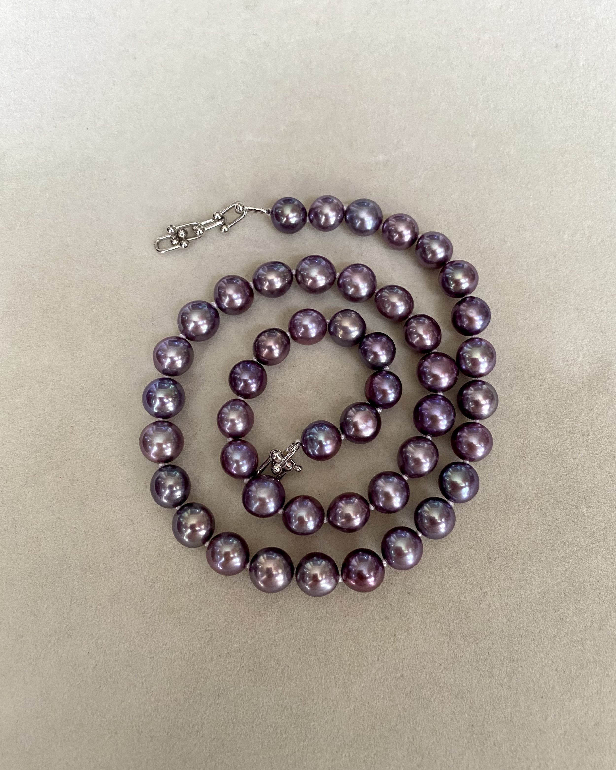 Exceptionally Rare Midnight Purple Freshwater Pearl Necklace, Natural Untreated Colour, 8-9mm Top Metallic Lustre, Durable S925 Silver Clasp Starlit Pearls
