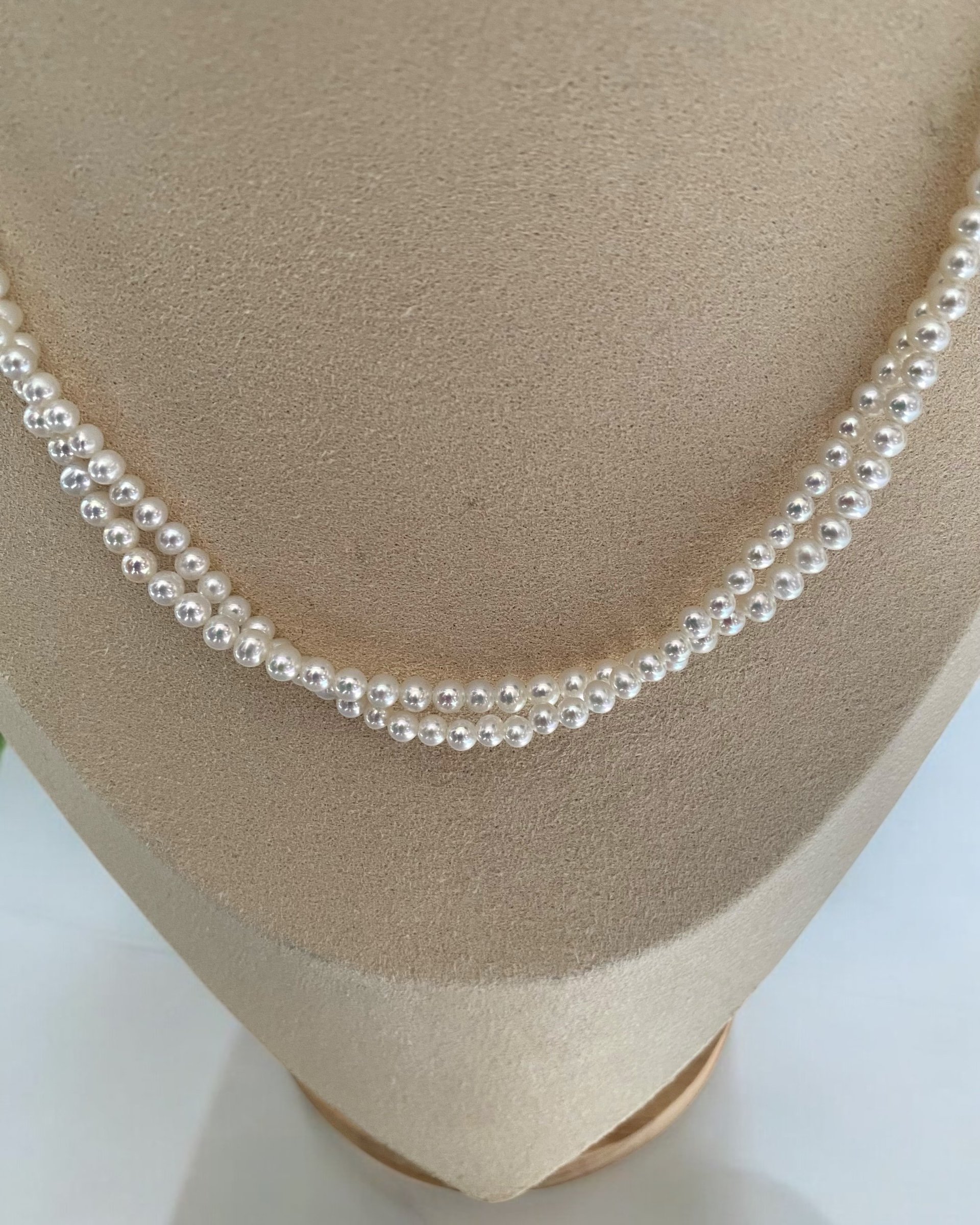 Top Lustre 4-4.5mm Radiant White Freshwater Nucleus-Free Double-Strand Pearl Necklace, Mirror-Like Shine, Japanese Durable S925 Silver Clasp Starlit Pearls