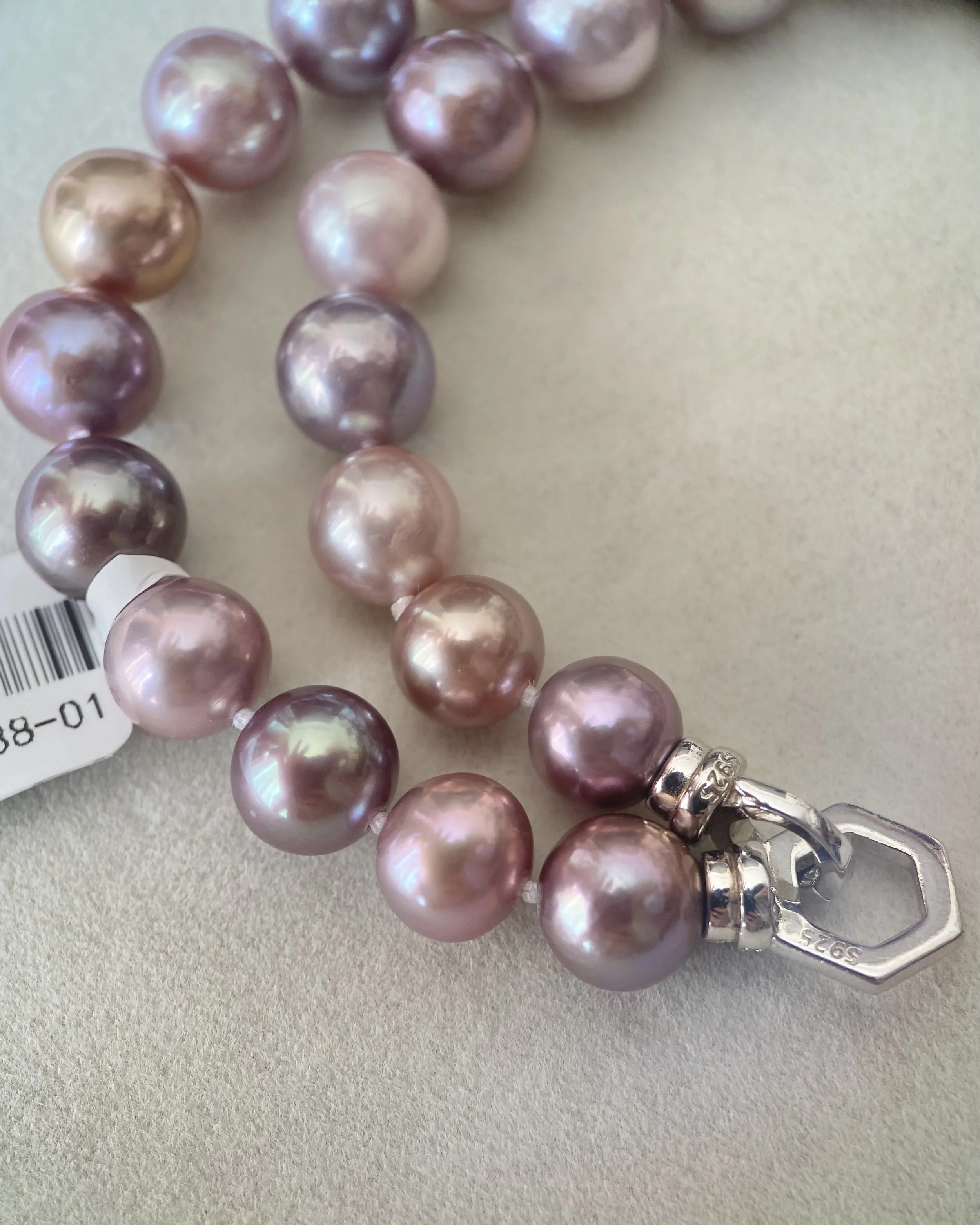 GUILD Certified Top “Magnificent” 8-12mm Multi-Coloured Freshwater Pearl Necklace, Rare Metallic Peacock Overtones,S925, Pink Purple Starlit Pearls