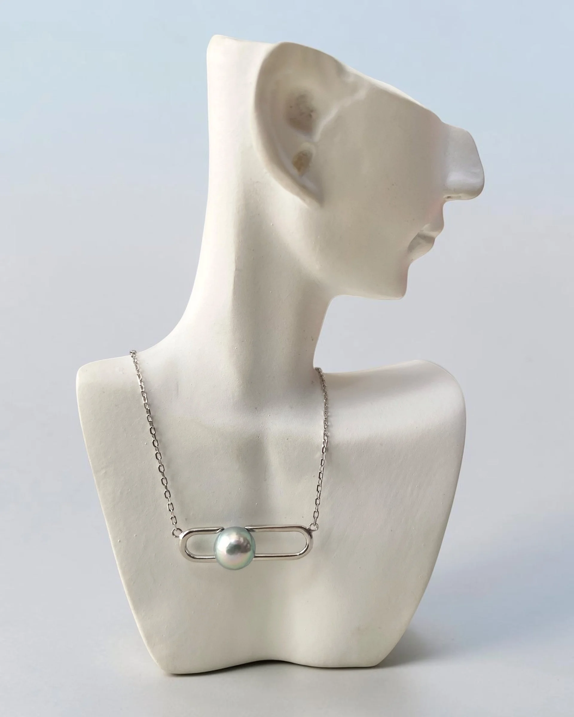 Rare Peacock Lagoon Blue-Green Japanese Madama Akoya Pearl Necklace 7.3mm , Iridescent Overtones, S925 Loop Pendant, Show Piece starlit Pearls