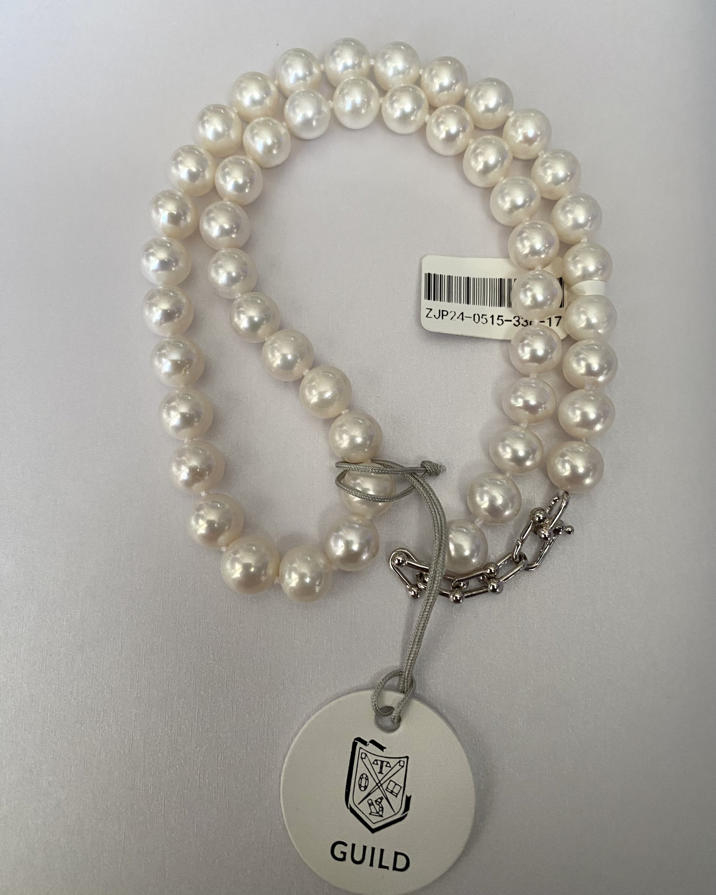 Top-Grade-Magnificent 9mm Glacial White Nucleus-Free Freshwater Pearl Necklace, Striking Cool Lustre, GUILD Certified, Adjustable S925 Clasp Starlit Pearls