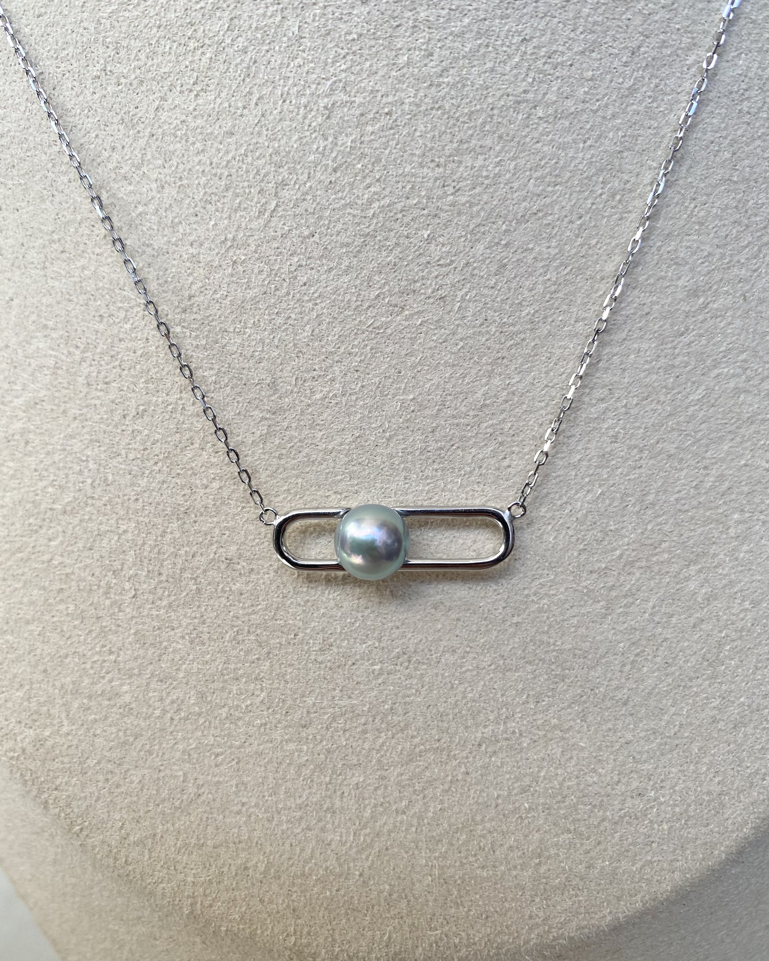 Rare Peacock Lagoon Blue-Green Japanese Madama Akoya Pearl Necklace 7.3mm , Iridescent Overtones, S925 Loop Pendant, Show Piece starlit Pearls