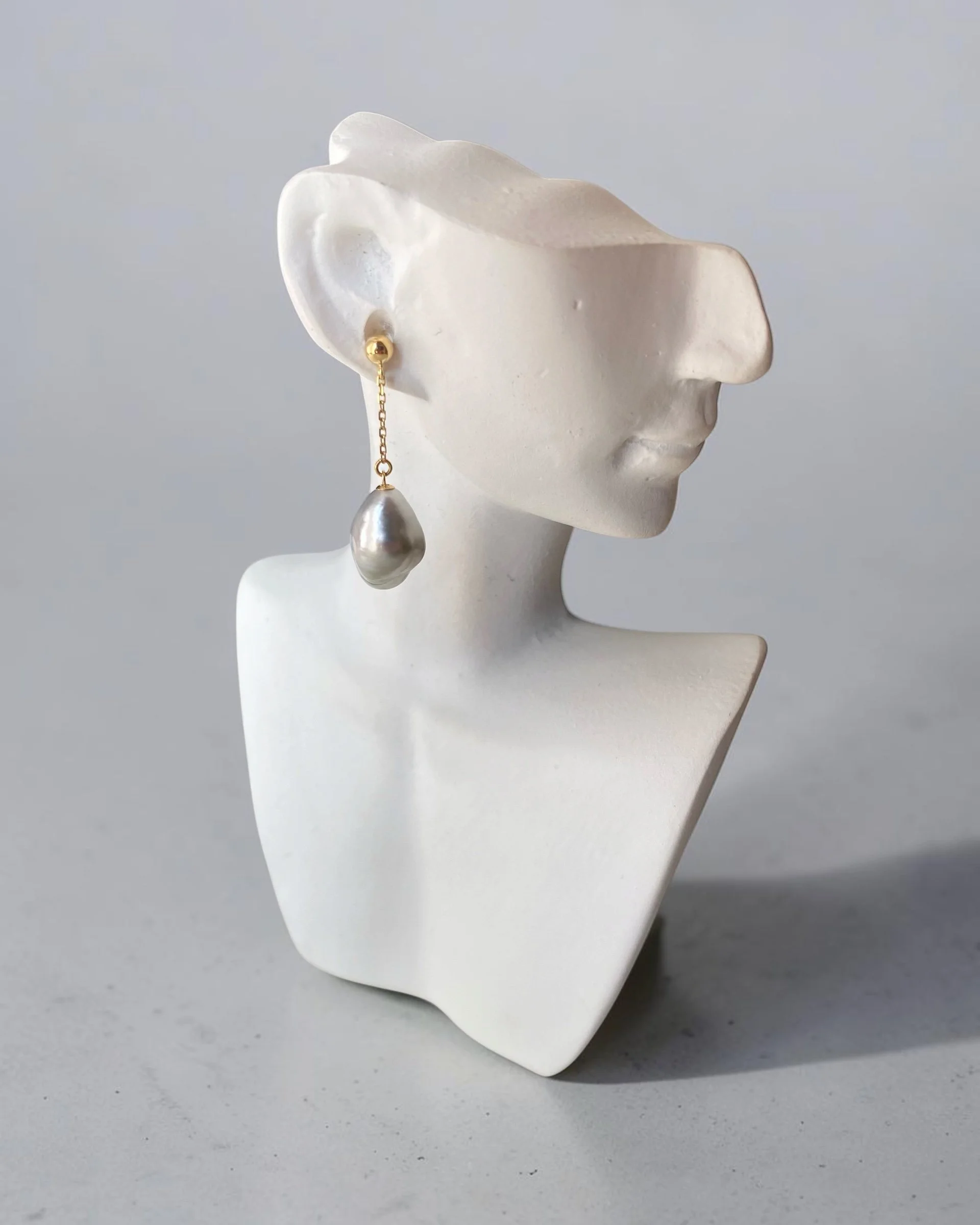 Rare Australian Icy Silver South Sea Baroque Pearl Drop Earrings 11–12mm, Satin Lustre, Solid 18K Gold Fittings, Wind-Sway Design Starlit Pearls